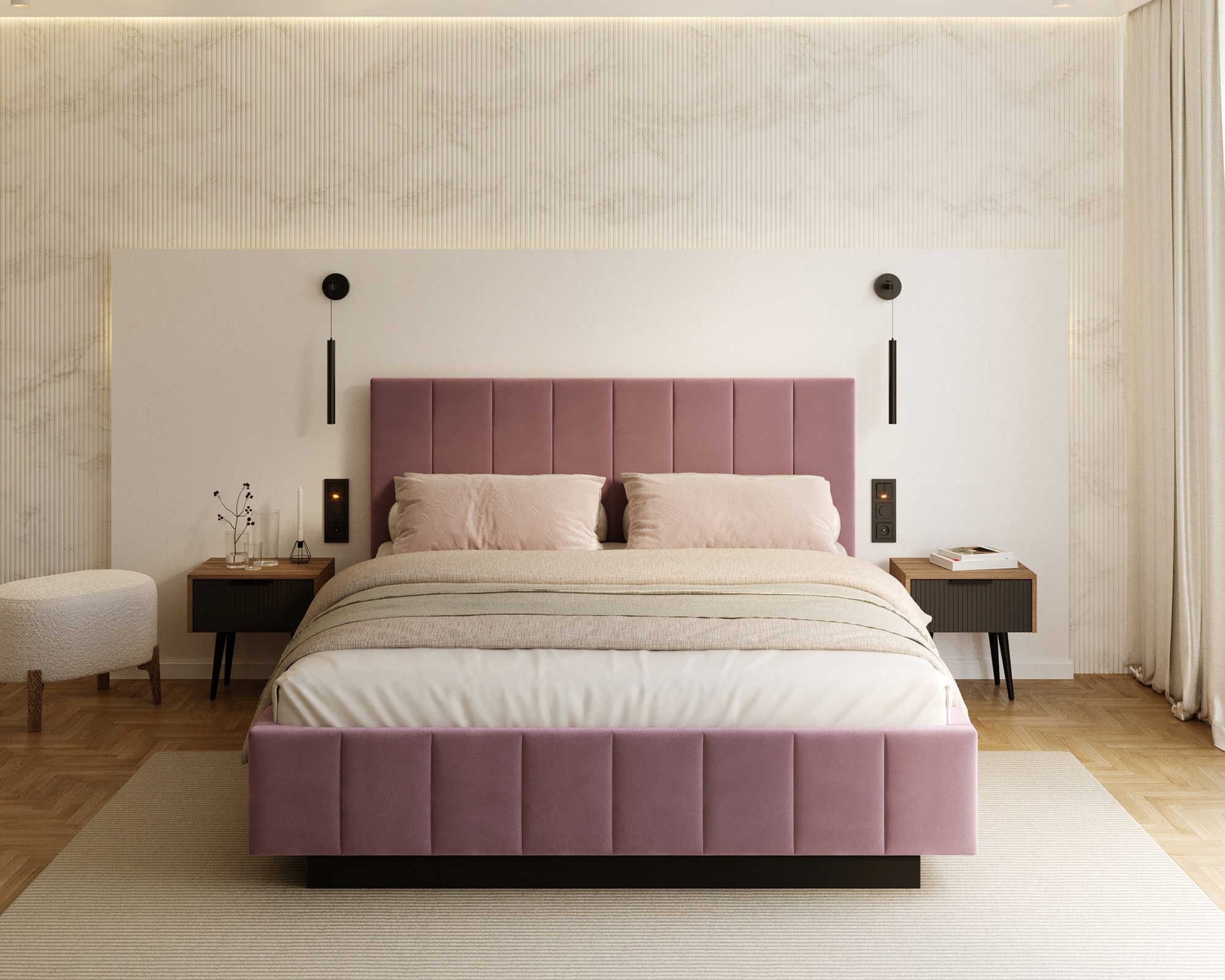 thematys Polsterbett mit Bettkasten 120x200, 140x200, 160x200, 180x200cm (MADE IN EU - mit hochwertigem Velours Bezug, Bettrahmen, Bett, Optional mit Matratze bestellbar, mit großen gepolsterten Kopfteil, mit Bettkasten zum aufklappen), Metallrahmen mit Lattenrost, hydraulische Klappfunktion für Stauraum