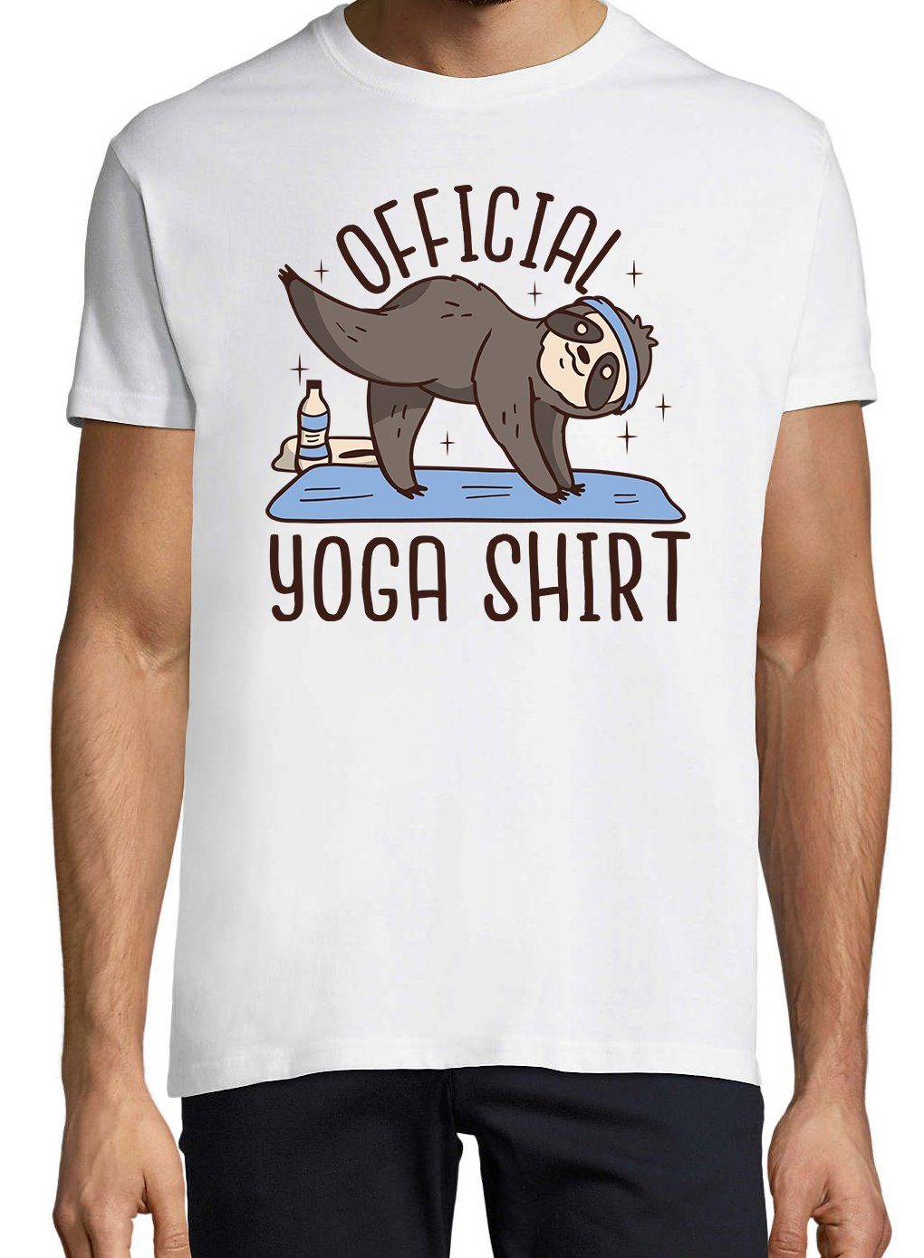 lustigem Frontprint Youth Herren Shirt Designz Official mit Weiß Faultier Yoga T-Shirt