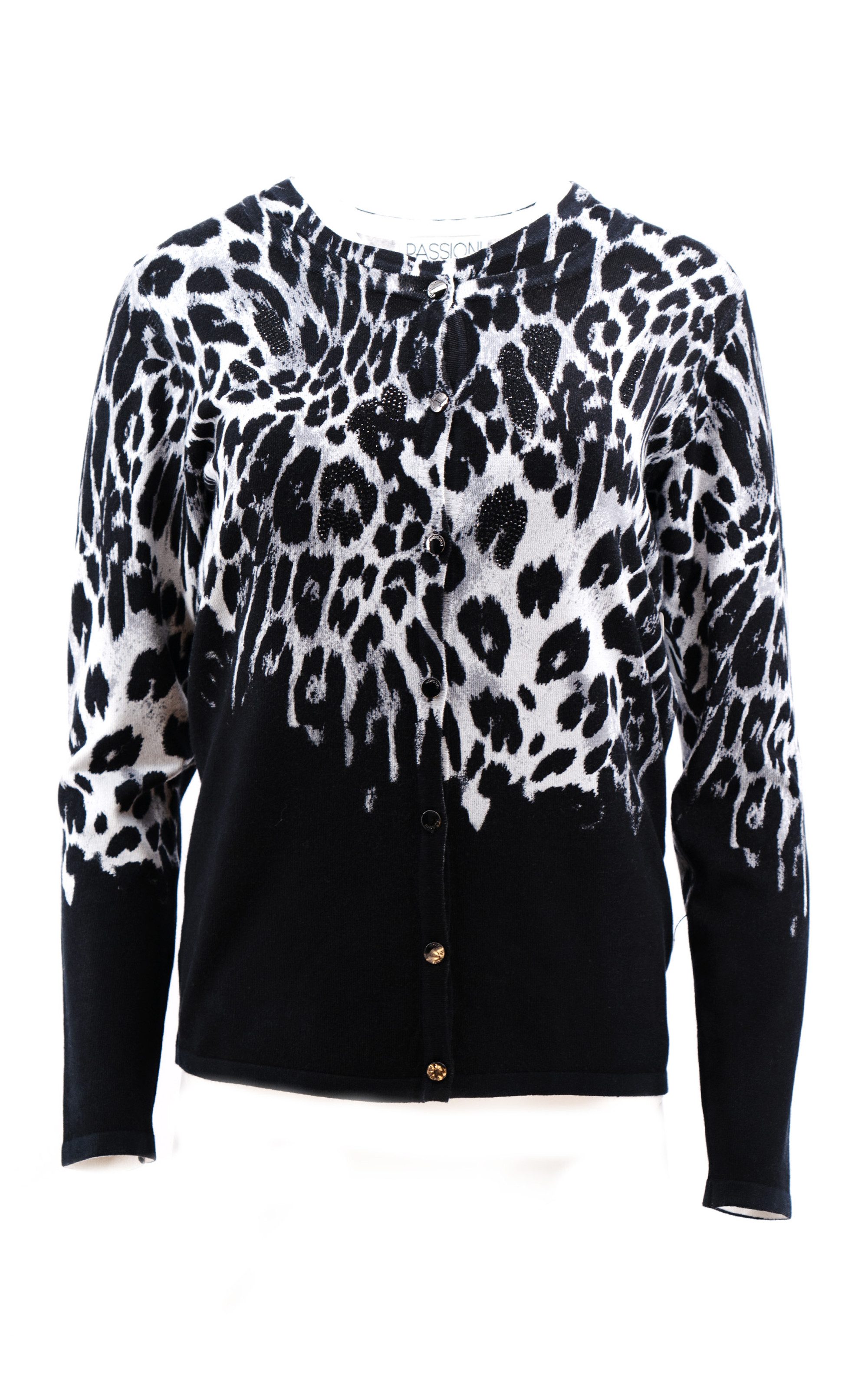 Passioni Strickjacke Twinset mit grauem Leopardenmuster – Bild 5 von 5