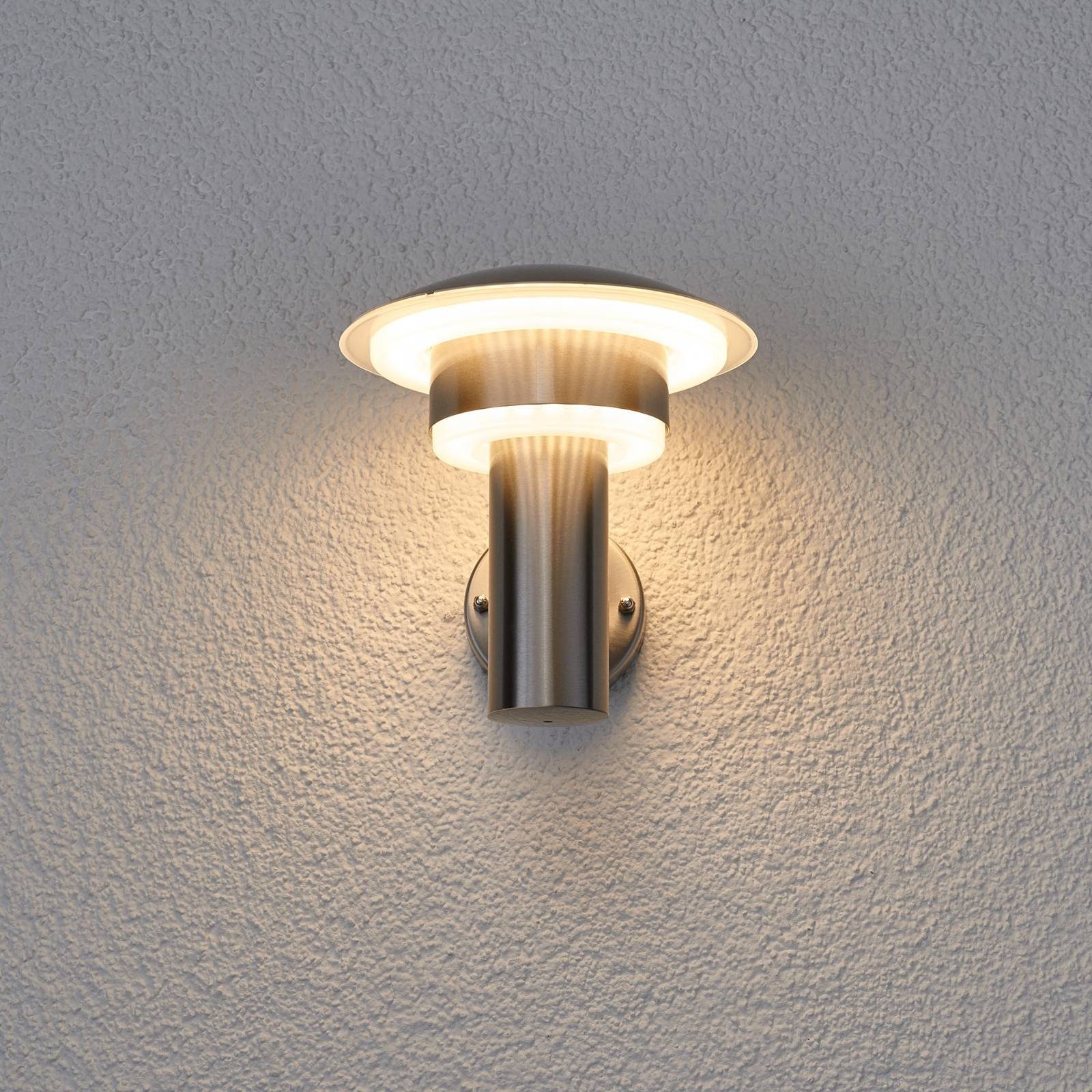 Lindby LED Außen-Wandleuchte Lillie, weiß LED-Leuchtmittel warmweiß, transparent, Edelstahl, edelstahl, Kunststoff, flammig Modern, verbaut, fest 1
