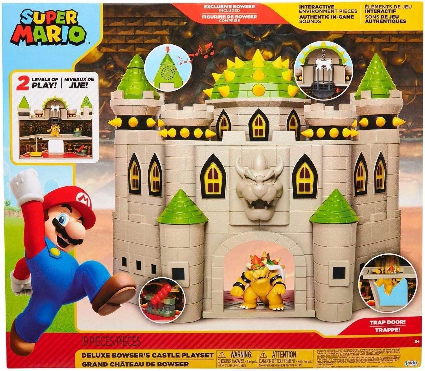Super Mario Spielhaus Nintendo Super Mario Bowser Schloss Castle Deluxe Spielset, 6,5 cm