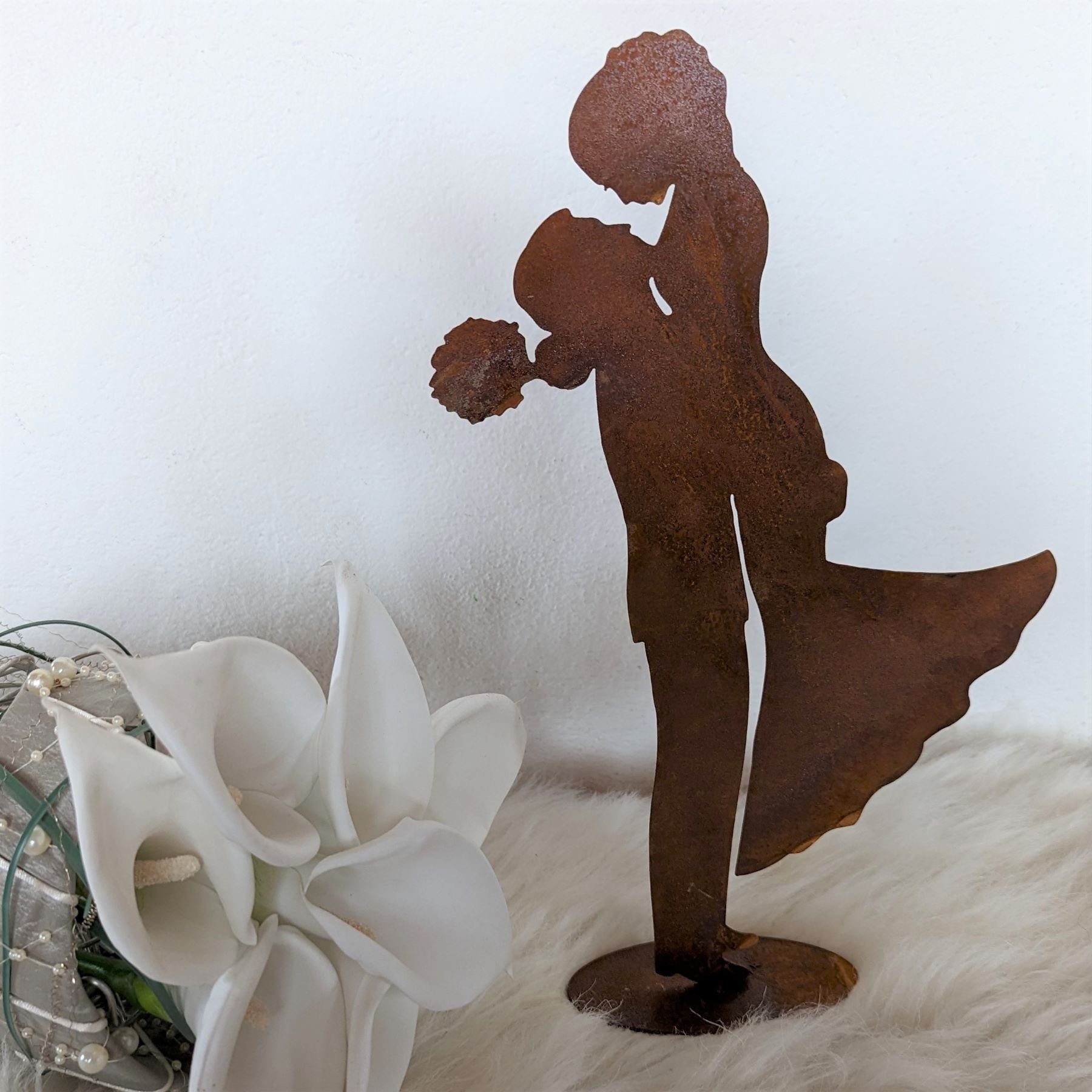Edelrost, Platte (0 Brautpaar St) - Gartenfigur BADEKO auf