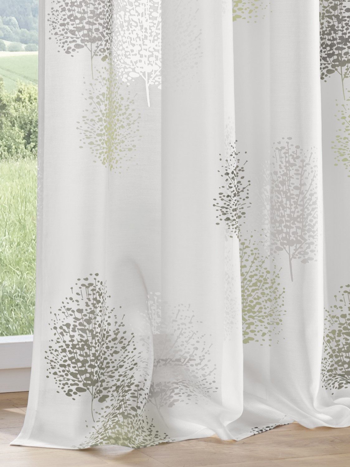 Kutti Vorhang Belinda (1 St), Ösen, halbtransparent, Ausbrenner, Gardine, halbtransparent, Ausbrenner, bedruckt, Viskose-Polyester