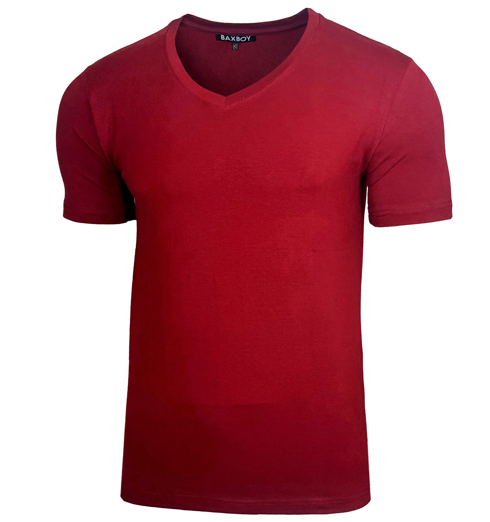 Baxboy T-Shirt Baxboy tiefer V-Ausschnitt Uni Basic Herren Kurzarm T-Shirt günstig online kaufen