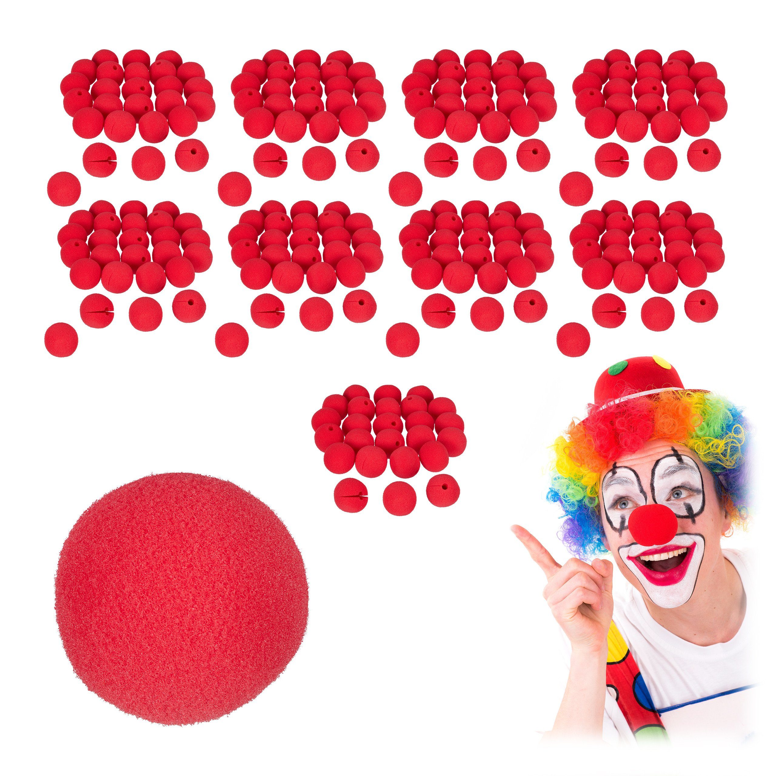 relaxdays Clown-Kostüm 250 x Clownsnase rot