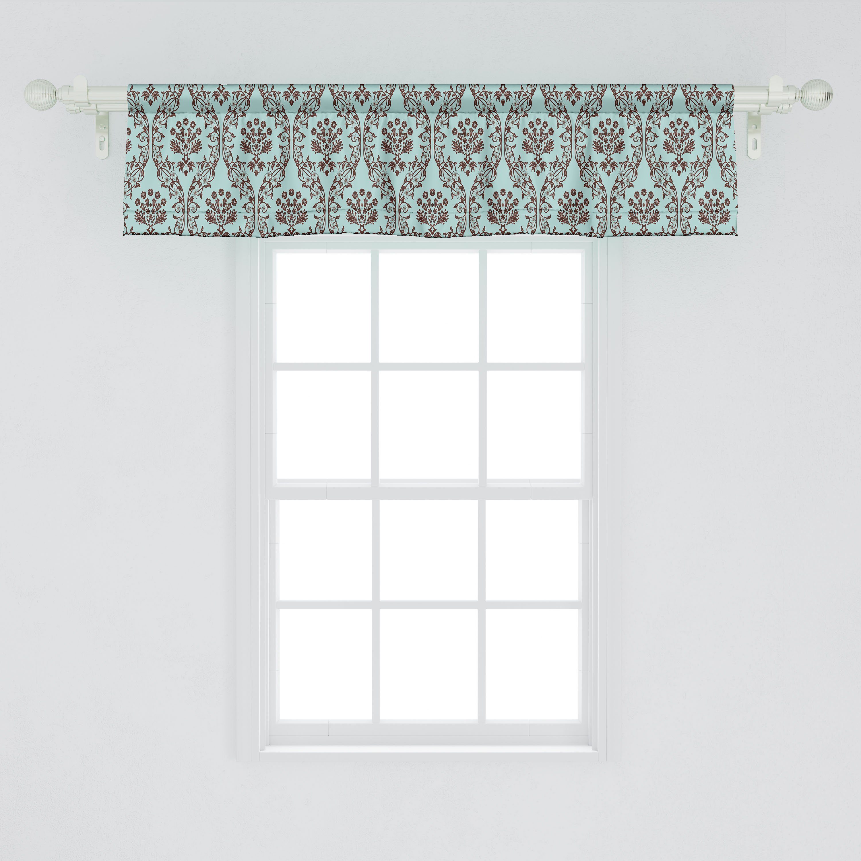 Stangentasche, für Vorhang Abakuhaus, Schlafzimmer inspiriert Microfaser, Dekor Kunst Volant Damast Küche Blumen mit orientalische Scheibengardine