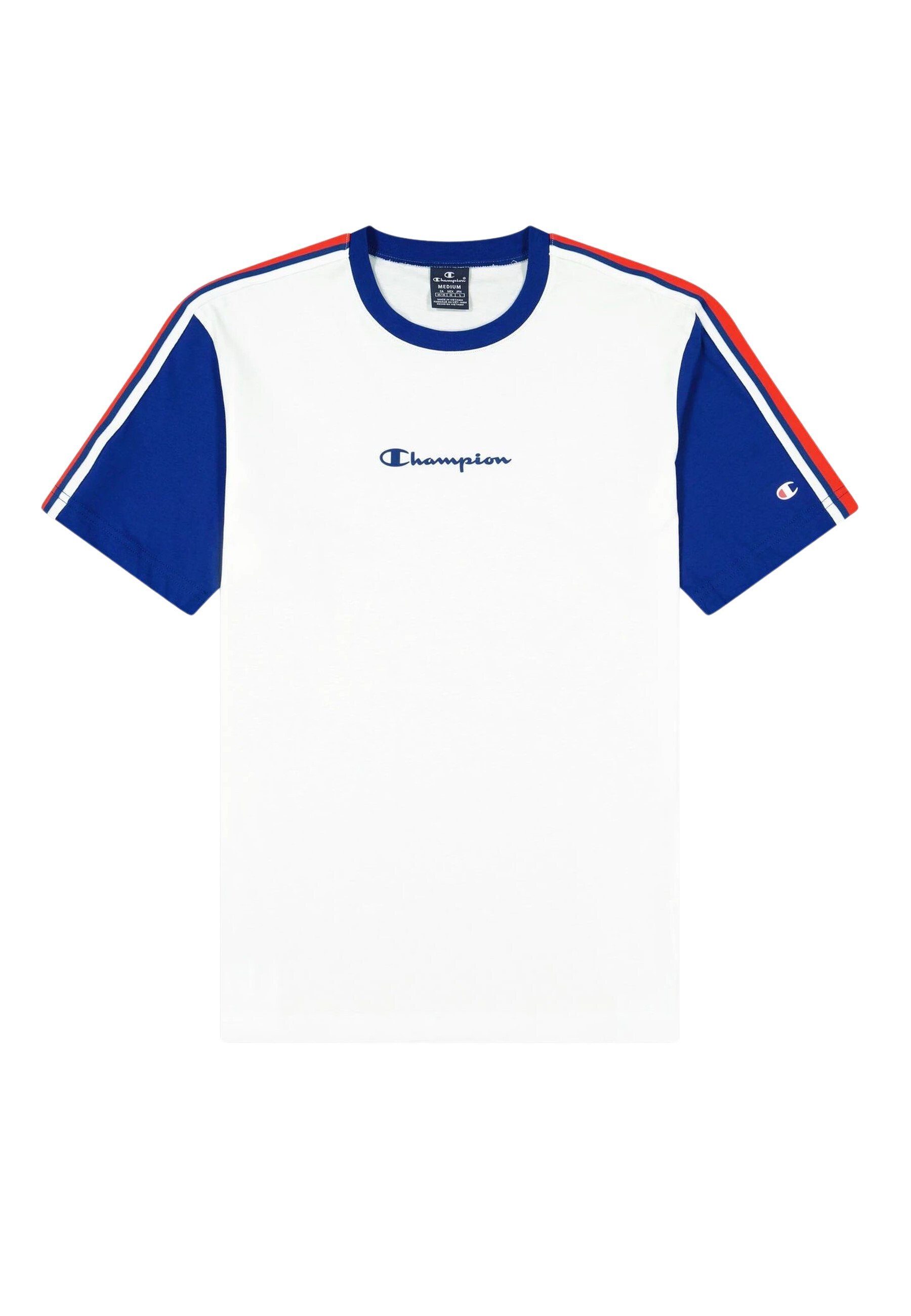 in Rundhals-T-Shirt Shirt Champion Jacquardband weiß Comfort mit T-Shirt