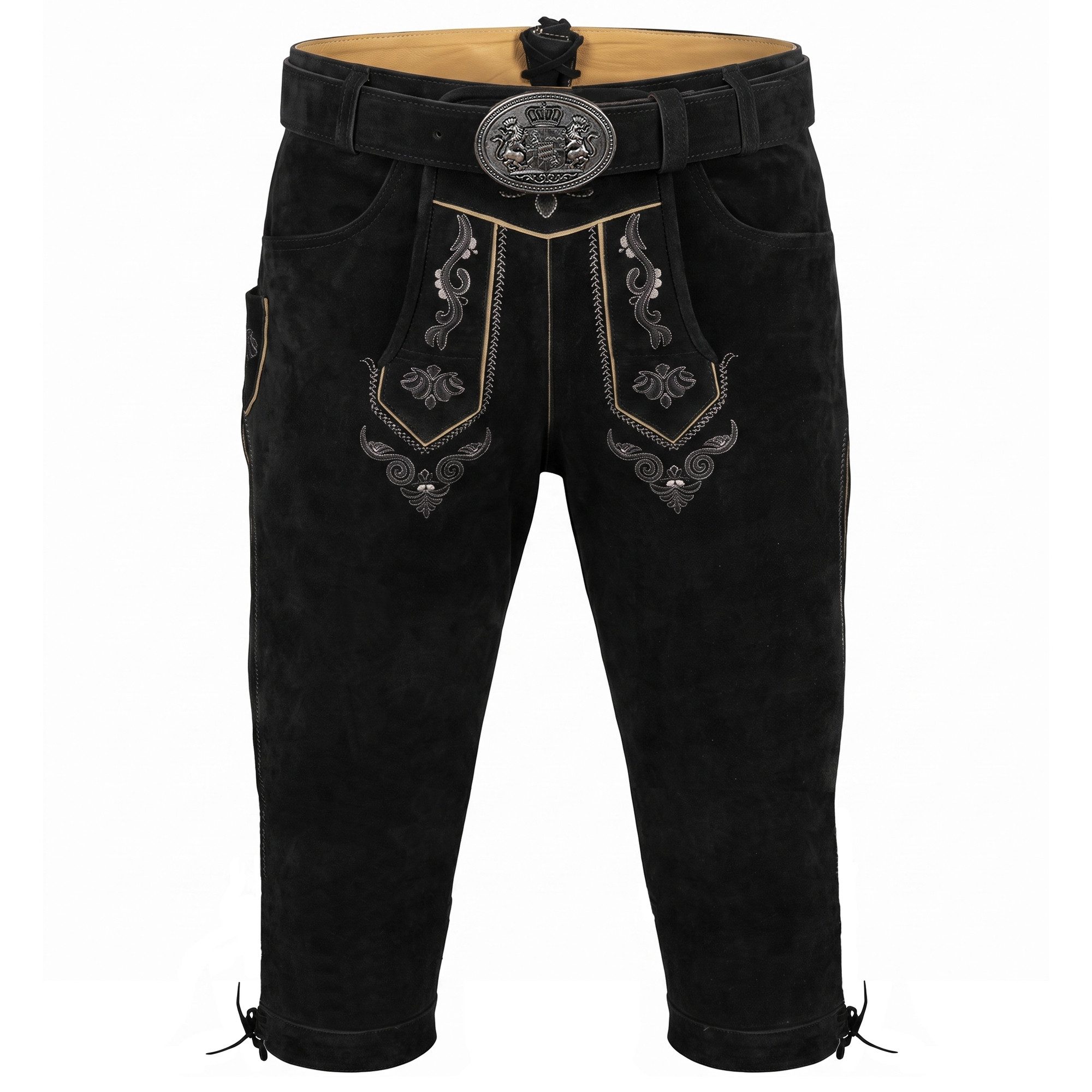 German Wear Trachtenlederhose GW822 Gürtel1901 Trachten Lederhose Kniebundhose trachtenhose Hose mit Gürtel