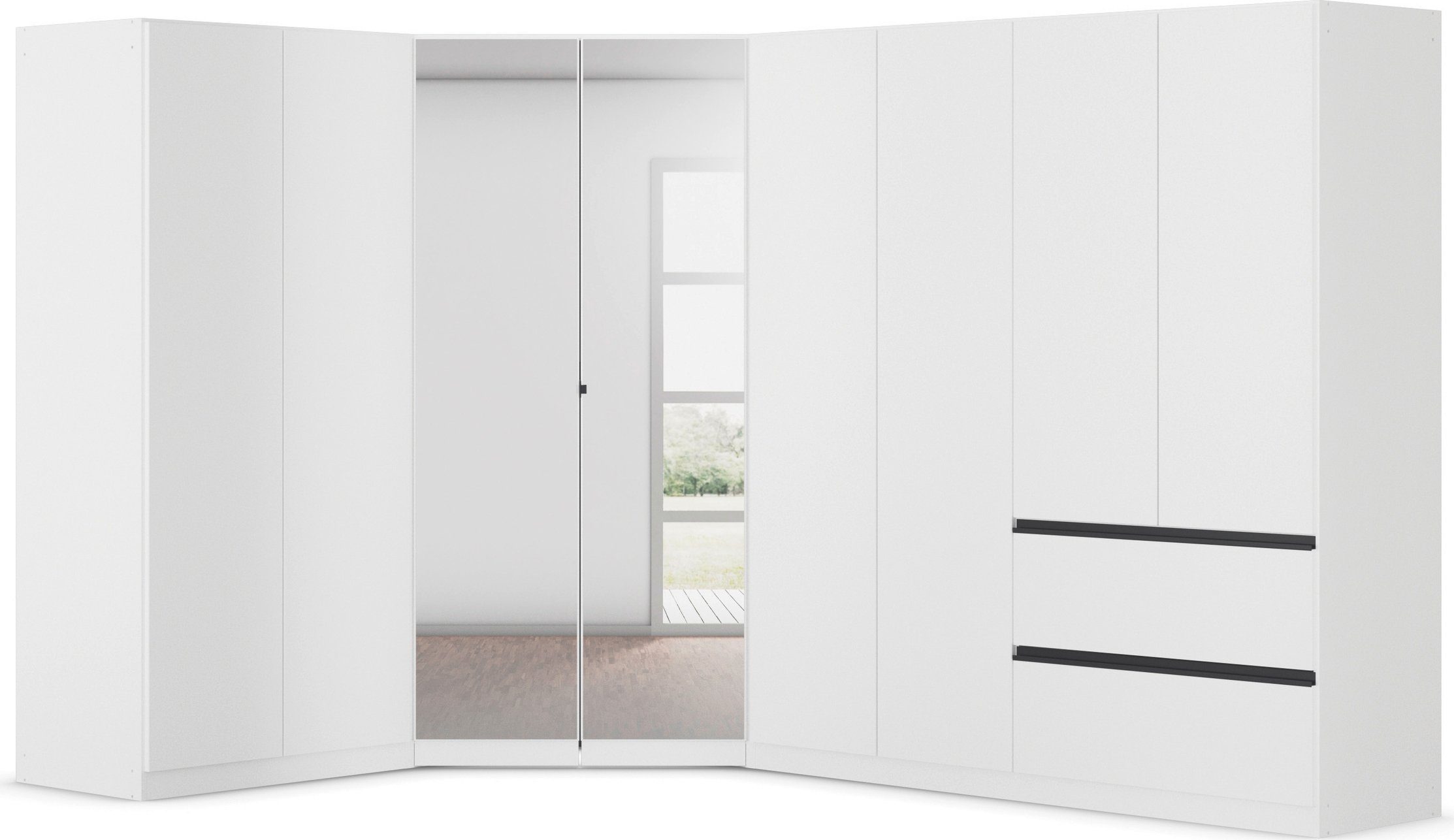rauch Schrank-Set Kleiderschrank Schrank Garderobe Wäscheschrank COSTA mit Spiegel, viel Platz, grifflose Front und Push-to-Open Funktion MADE IN GERMANY