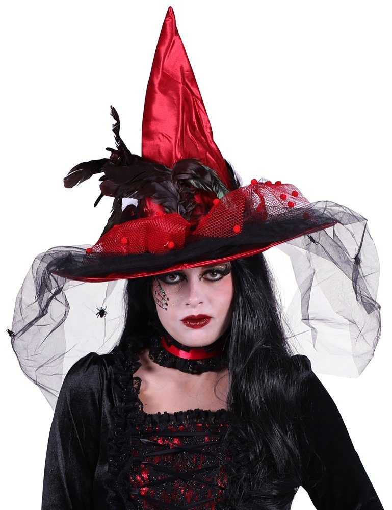 Klassischer Hexenhut Mit Schleier – Schwarz Für Halloween, Cosplay & Mottopartys