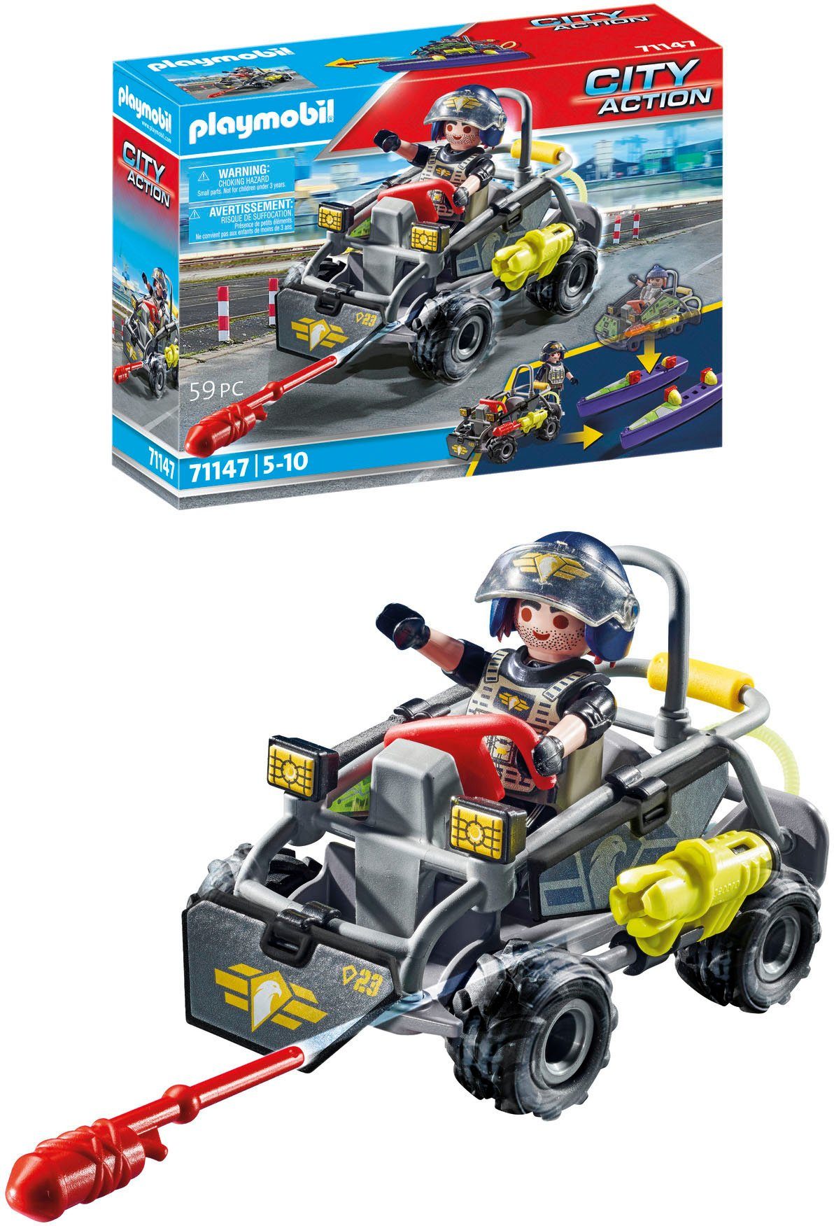 Playmobil® SWAT-Multi-Terrain-Quad (71147), My Action Heroes Konstruktions-Spielset, (59 St), Made in Europe