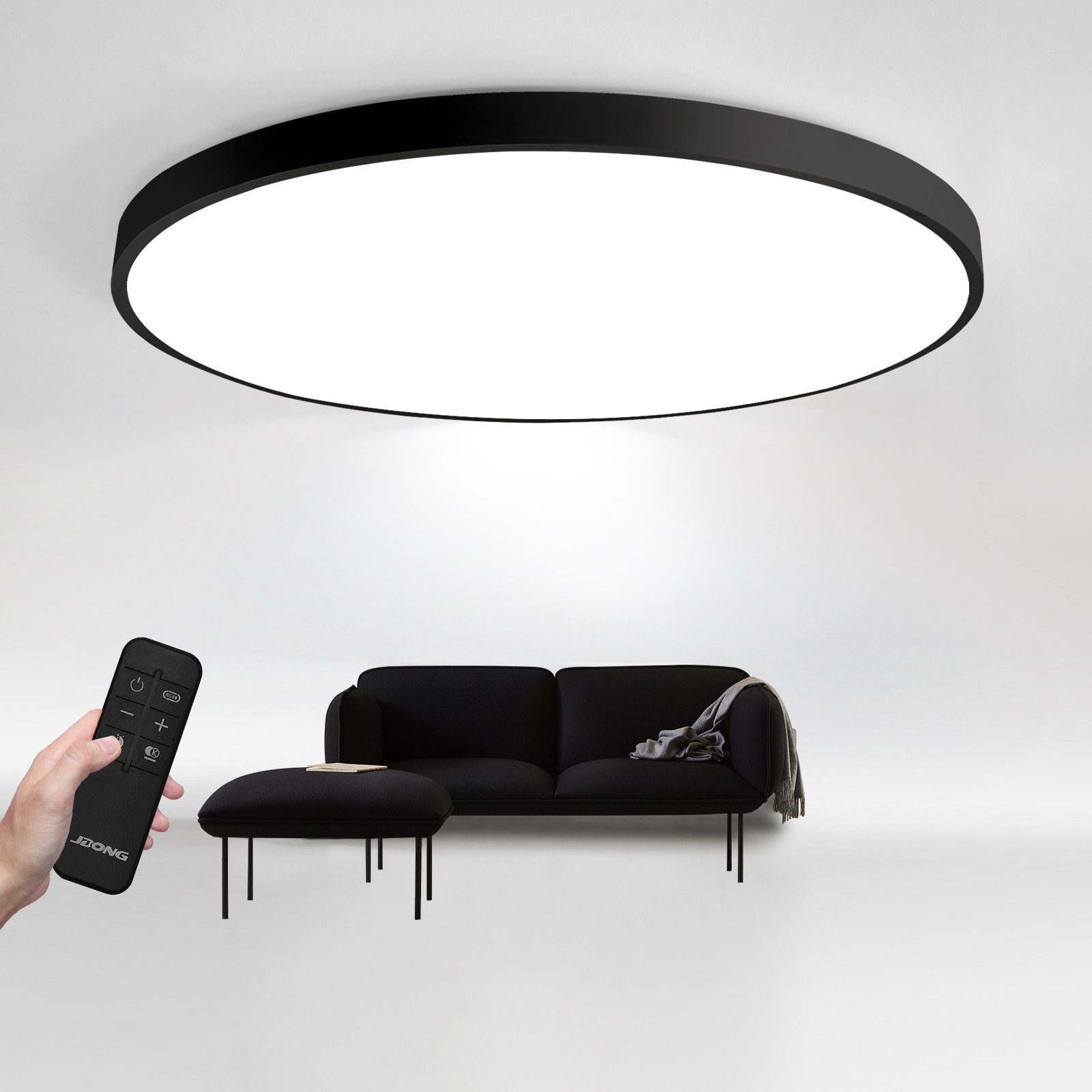 JDONG LED Deckenleuchte Flach Rund Schwarz günstig online kaufen