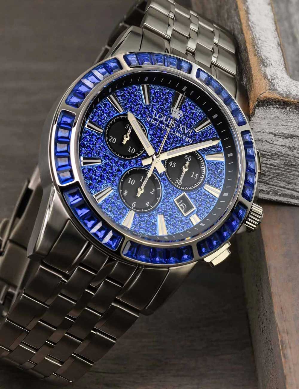 LOUIS XVI Quarzuhr Louis XVI XLXVI1133 Herrenuhr Majesté Iced Out Baguette 43mm 5ATM Louis XVI XLXVI1133 Herrenuhr Majesté Iced Out Baguette 43mm 5ATM
