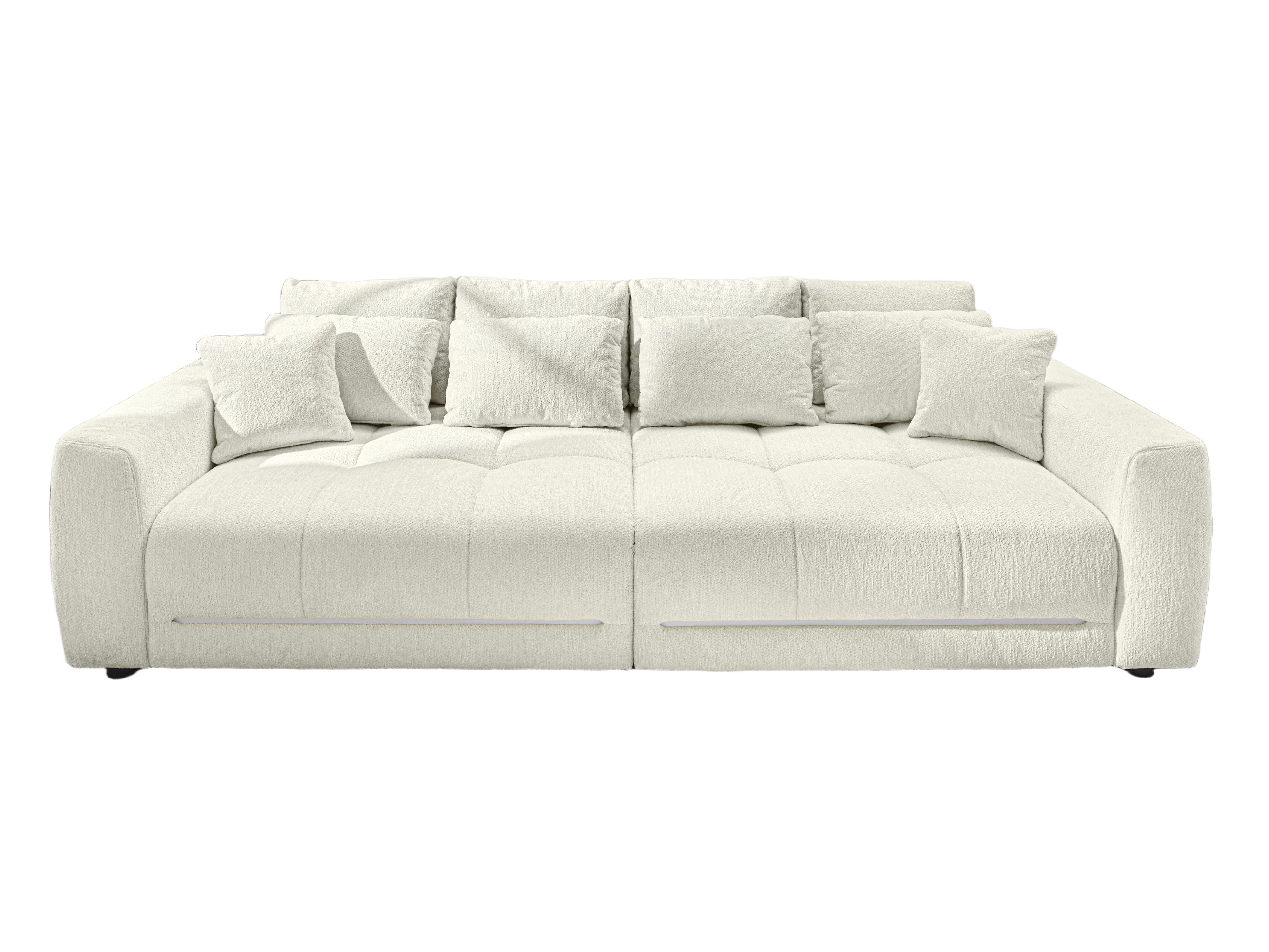 luma-home Big-Sofa 15418, XXL-Lounge Couch B294/T136/H86 cm mit RGB-LED-Beleuchtung, mit Federkern-Polsterung, viele Kissen, Chenille-Bezug in Beige
