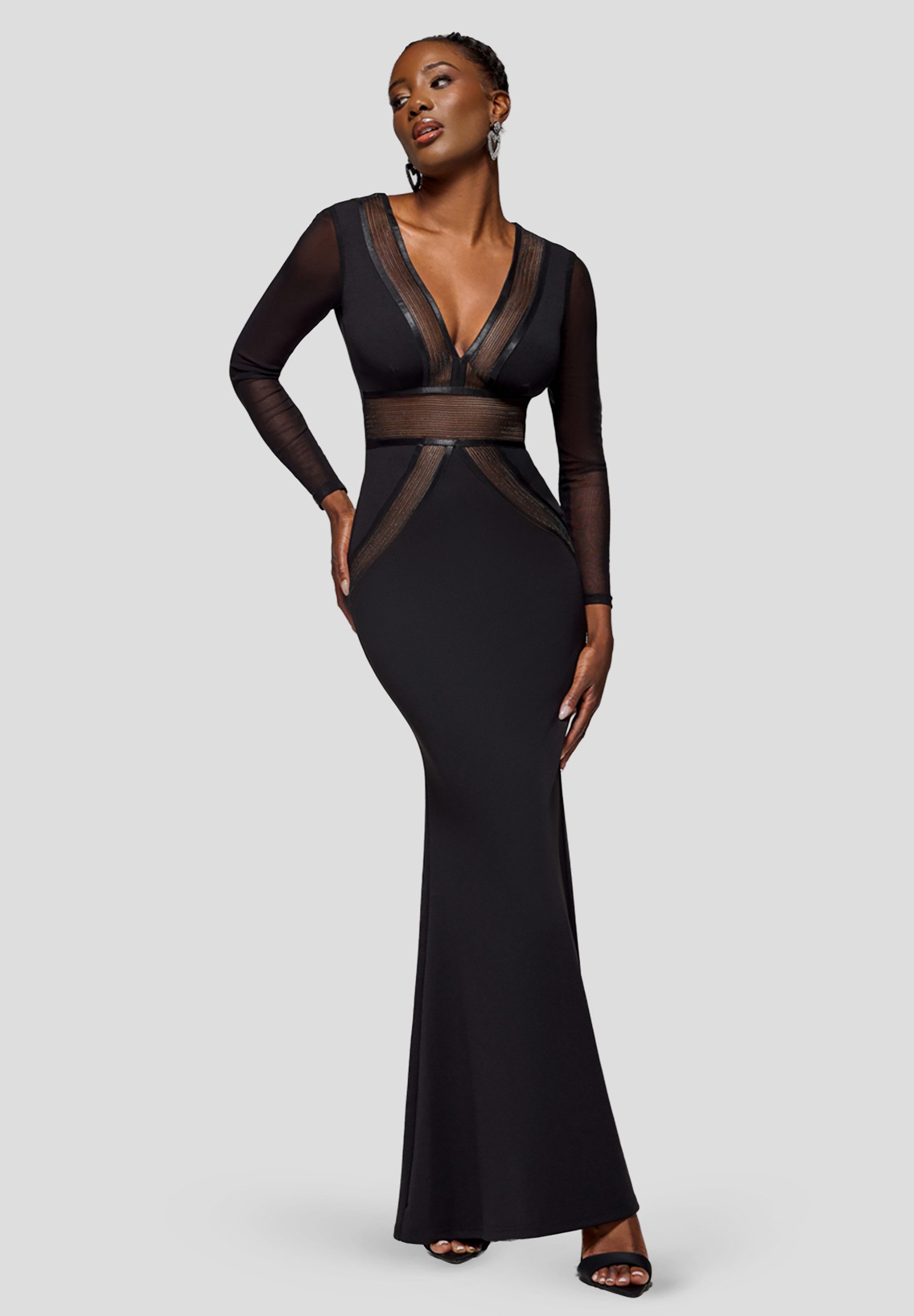 Goddiva Maxikleid Front Crossover Lurex Split Maxi Dress Langes Kleid, tief günstig online kaufen