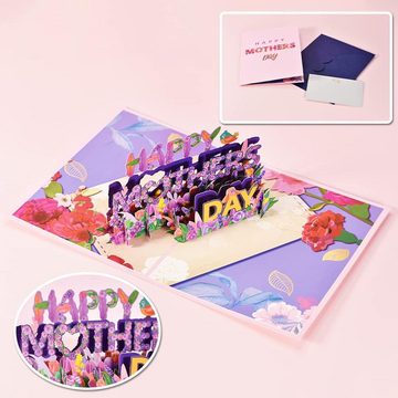 Coonoor Geburtstagskarten 3D Pop Up Karte,Geburtstagskarte mit Umschlag,Grußkarte für Muttertag