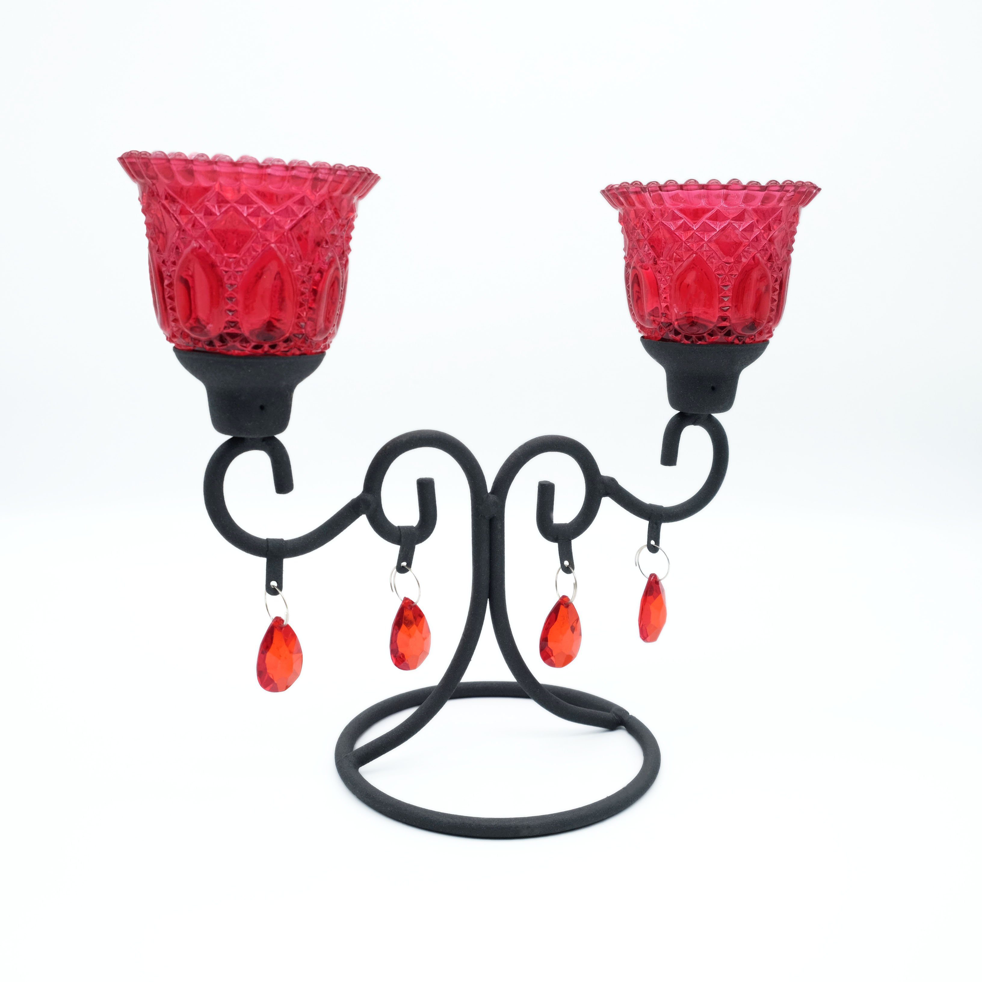 Kerzenhalter, Kerzenständer, rot Kerzenständer standfest Teelichthalter DeColibri Glas,