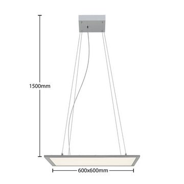 Lindby LED-Hängeleuchte Luram, LED-Leuchtmittel fest verbaut, universalweiß, Modern, Aluminium, Kunststoff, silber, weiß, 1 flammig, inkl.