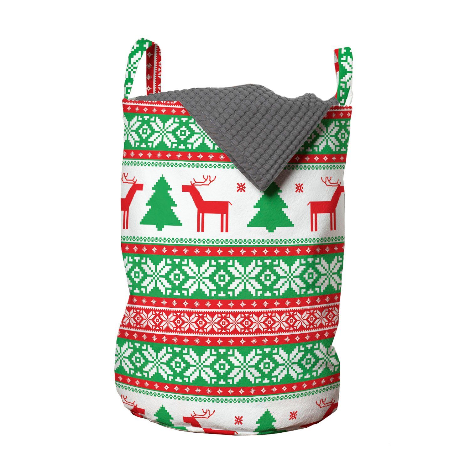 Abakuhaus Wäschesäckchen Wäschekorb mit Griffen Kordelzugverschluss für Waschsalons, Weihnachten Ferienzeit Deer