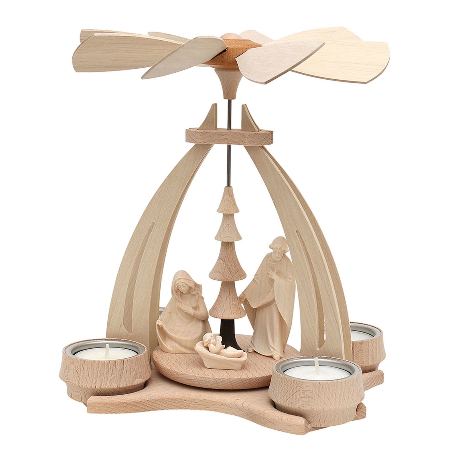 Familie Holz Teelicht-Tischpyramide Weihnachtsfigur SIGRO Heilige