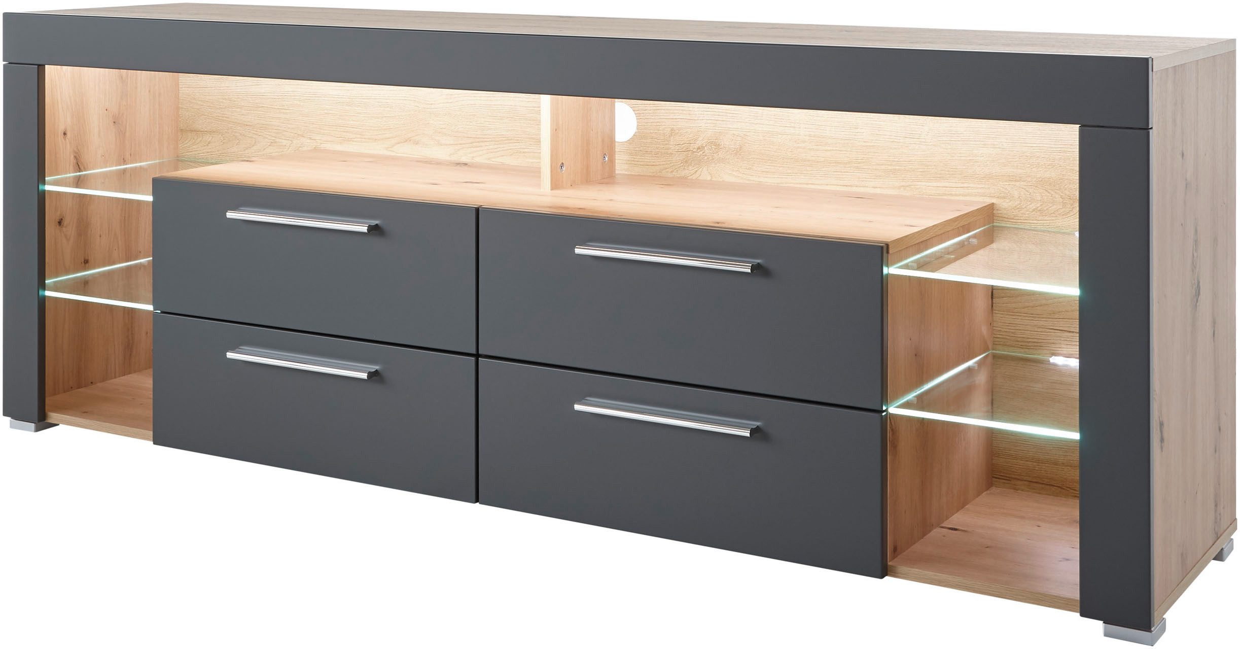 Stolkom Sp.z.o.o. TV-Schrank Goal 4 Schubkästen, 6 offenen Fächern, Stellmaß 179/66/44 cm