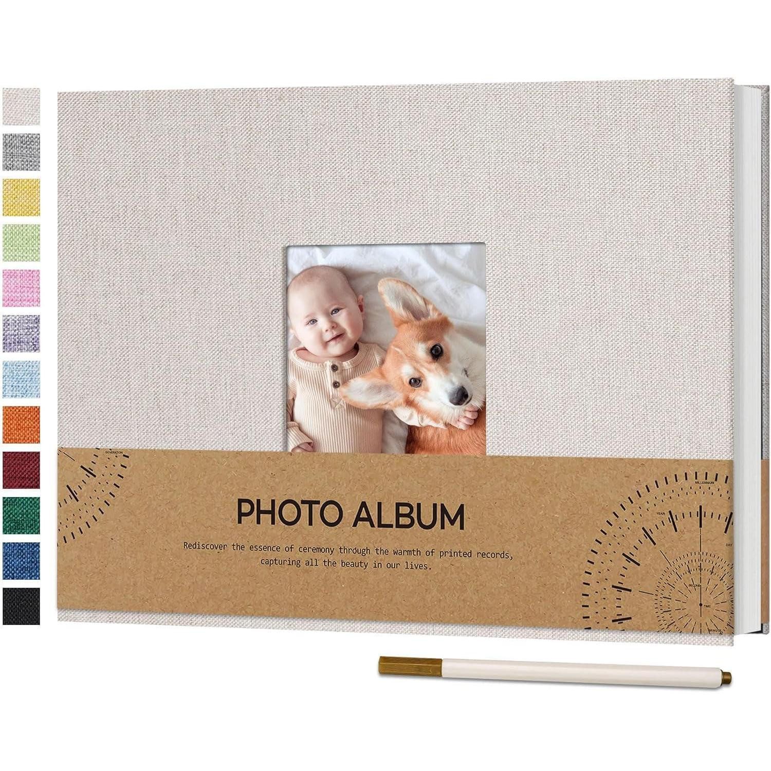 LuxusKollektion Fotoalbum Fotoalbum selbstklebend 10x15 Leinen 21,5x30 CM 60 Seiten Beige