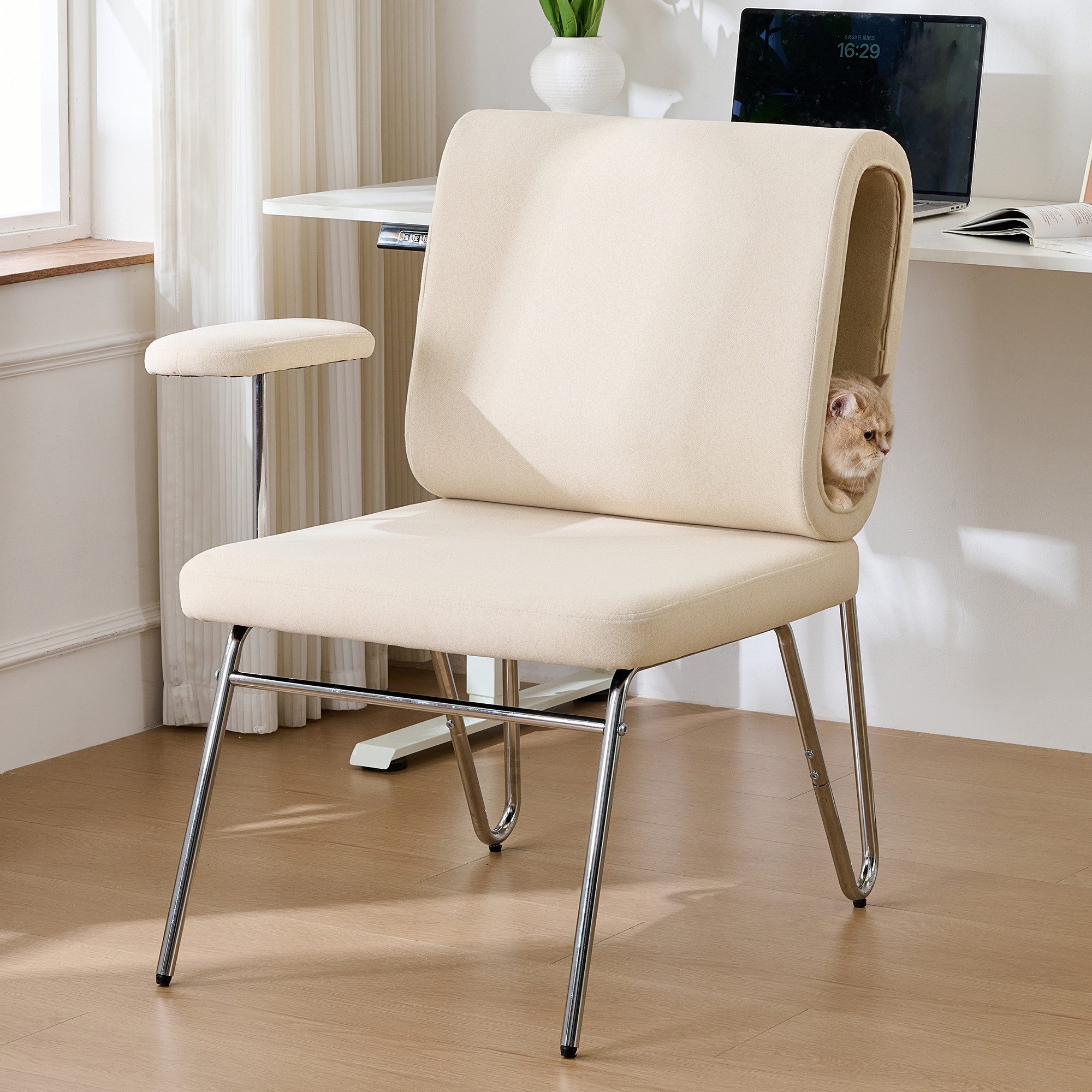 REDOM Relaxsessel Ergonomischer Bürostuhl mit Katzenhöhle (Bürostuhl, Wohnzimmersessel, 1-St., mit austauschbare Armlehnen), kratzfestes Material