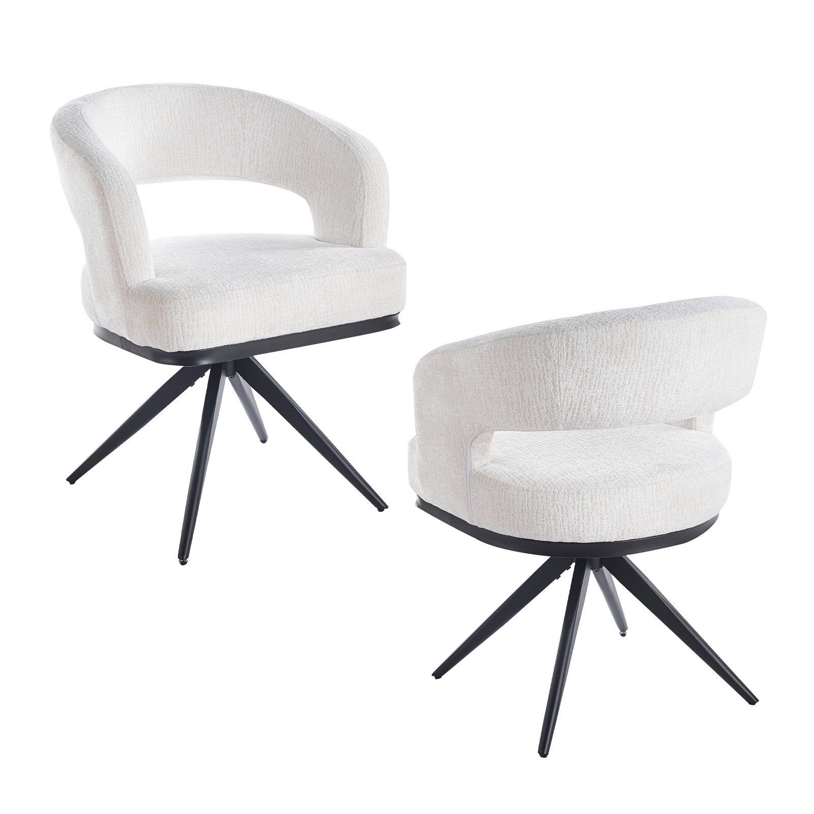 DITAIX Drehstuhl 2er Set, Extra Groß - 360° Drehfunktion mit Automatischer Rückstellung (2 St), Moderne Lounge Stühle / Esszimmerstühle, Bequeme Relaxsessel