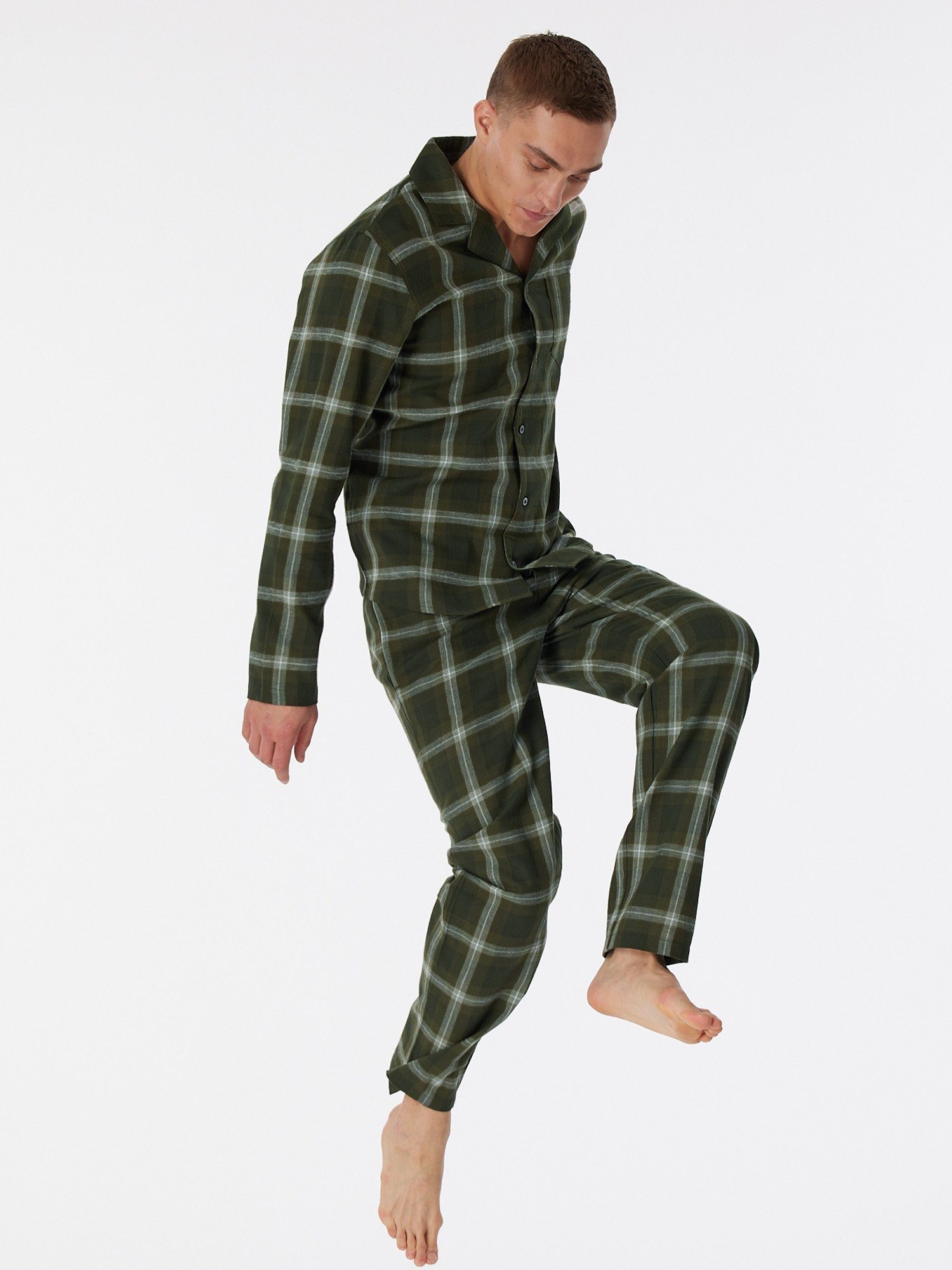 Schiesser Warming Nightwear schlafmode Pyjama pyjama schlafanzug dunkelgrün