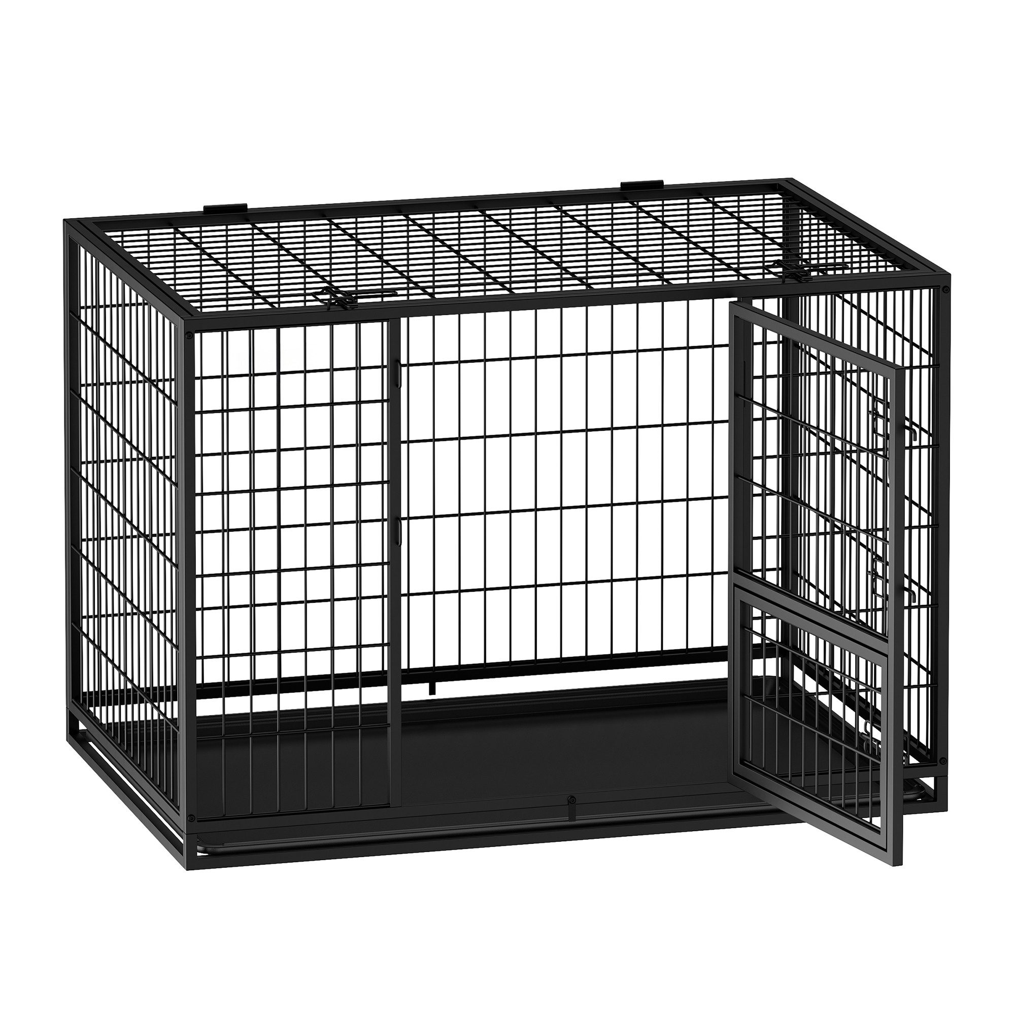 FEANDREA Tiertransportbox hochbelastbar, Gitterbox, transportabler Haustierkäfig, 2 abnehmbare Türen, XL, 107 x 70 x 75 cm