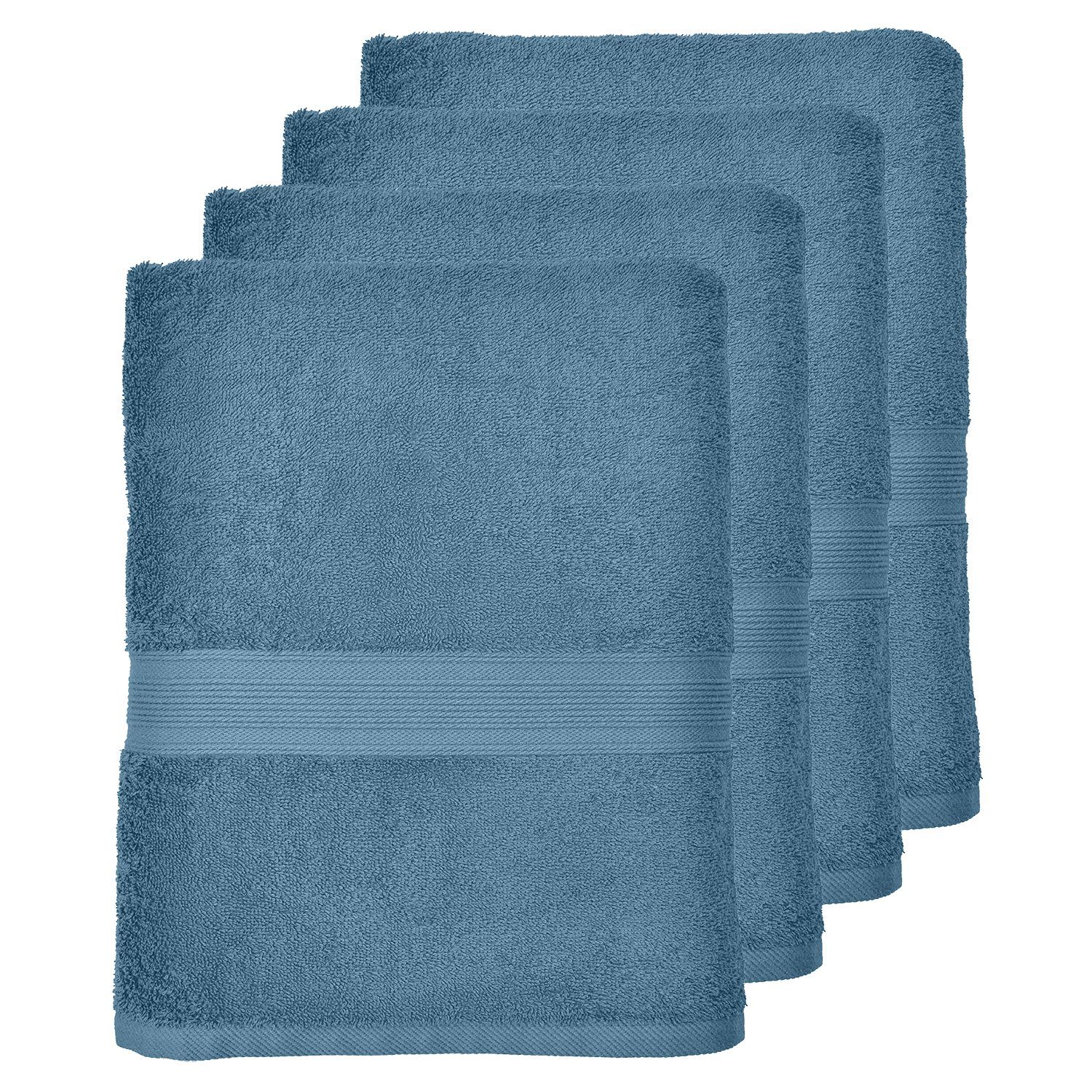 Petrol leevitex® 100 hochwertig & 50 4er fusselfrei Frottee x Handtuch verarbeitet Set, / cm, Smaragdblau