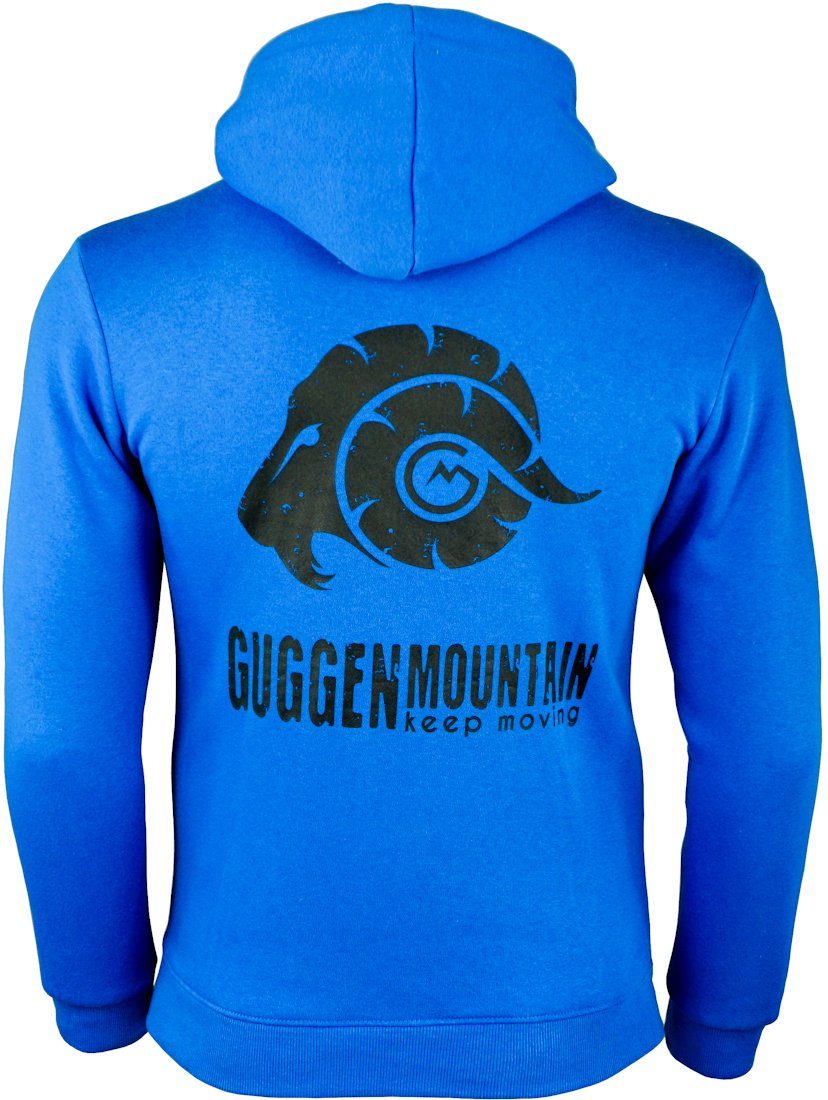 Hoodie und Kapuze HW02 Mountain mit Kapuzenpullover Pullover Fleece Hoodie Blau-MIT-Logo GUGGEN