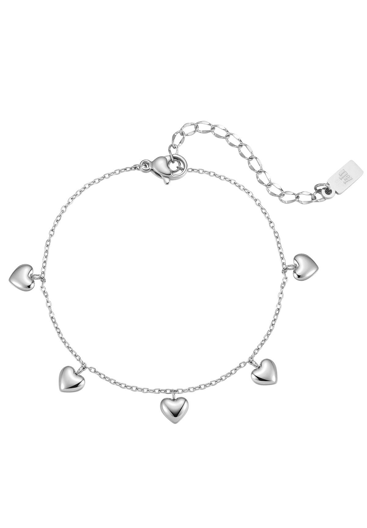 Hey Happiness Armkette Herzen Charms für Damen, vertsellbar, Romantische Edelstahl Armkette mit Multi Herz Anhängern