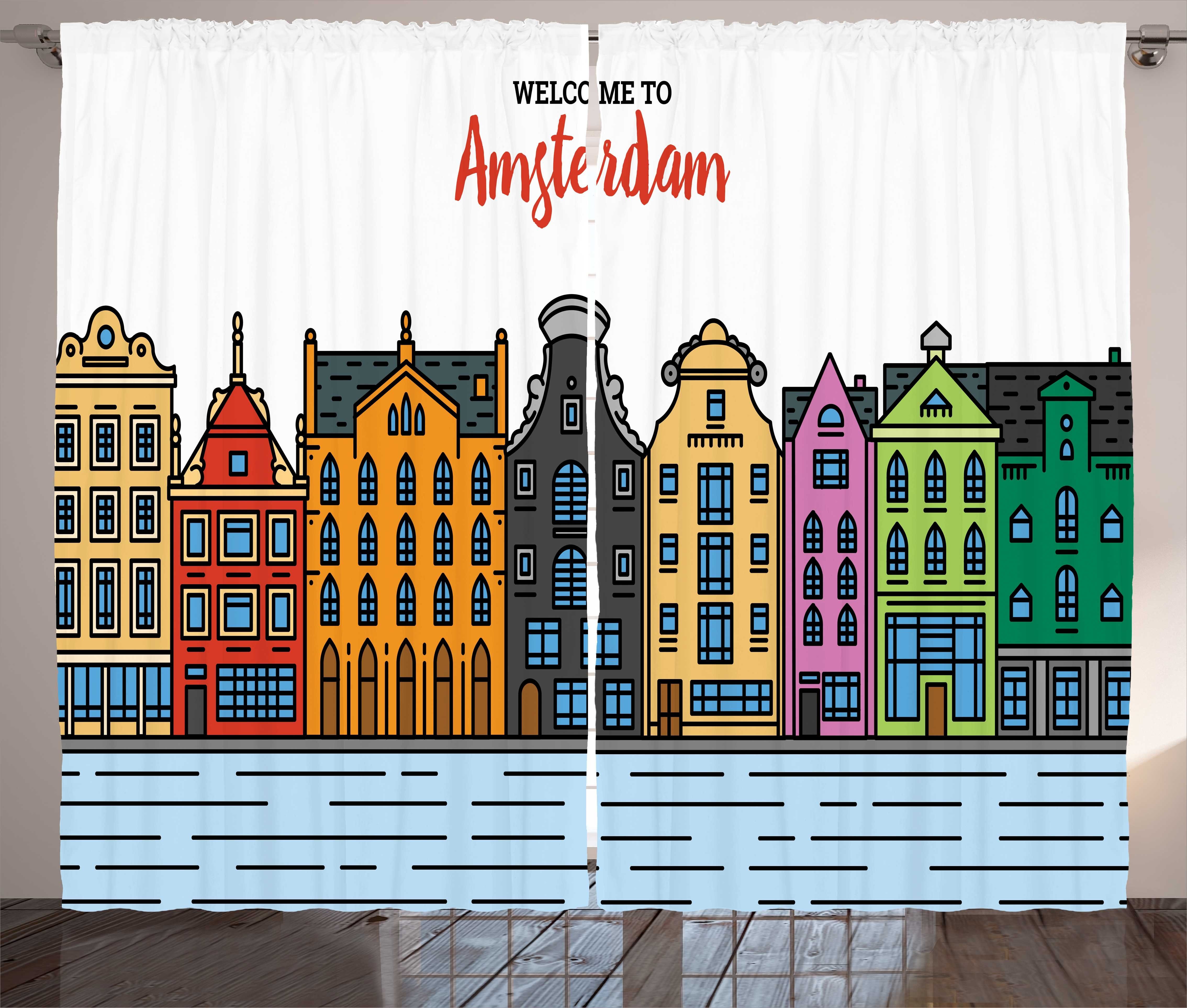 Grafik-Straße Schlaufen Amsterdam Kräuselband Bunte Vorhang Haken, mit und Schlafzimmer Abakuhaus, Gardine