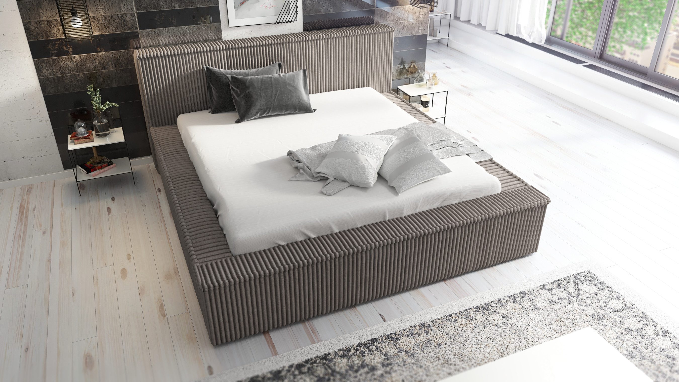 A&J MöbelLand GmbH Polsterbett RIO-OM mit Bettkasten und Lattenrost. (Bett günstig online kaufen