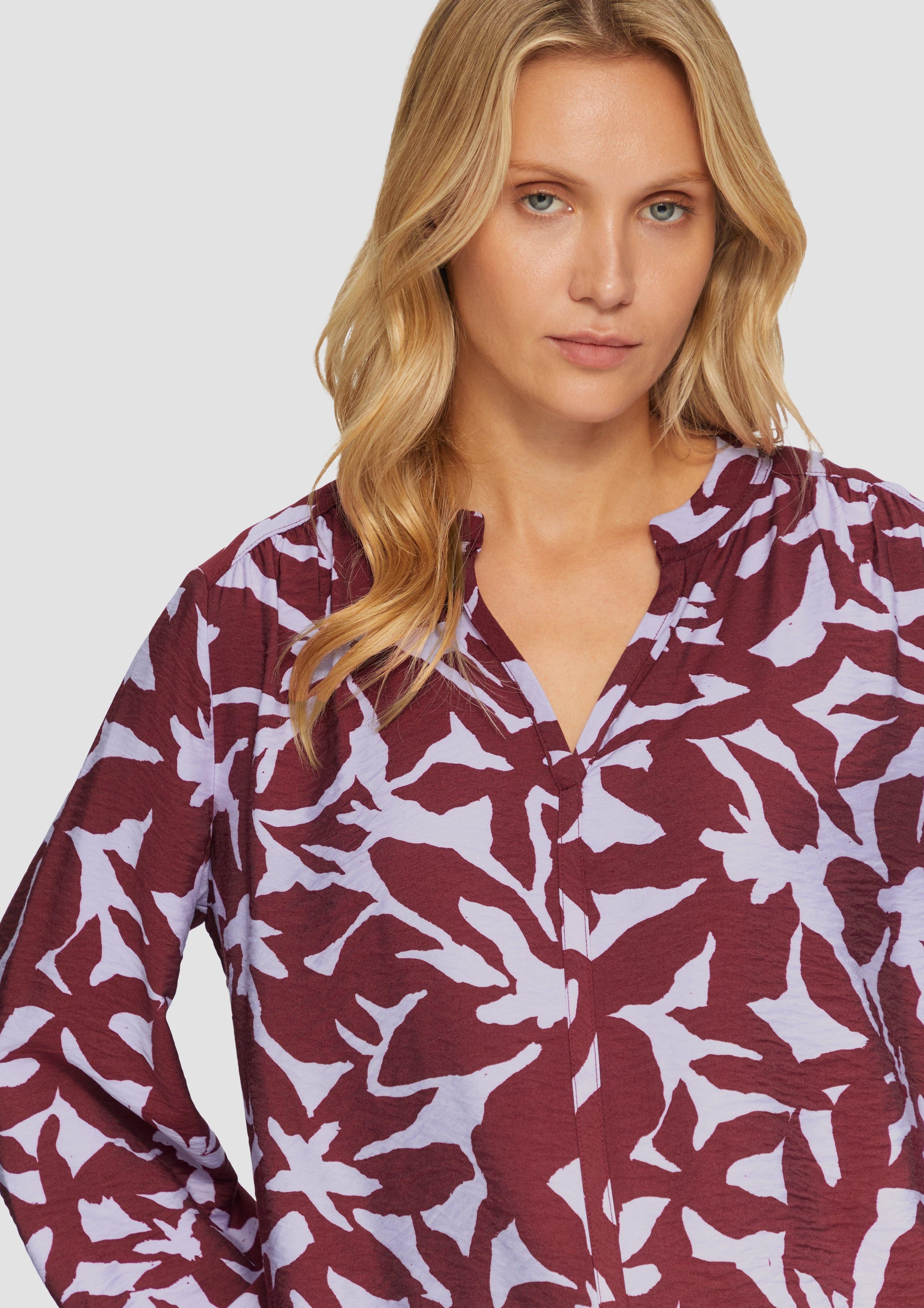 s.Oliver Langarmbluse Strukturierte Viskose-Bluse mit All-over-Print günstig online kaufen
