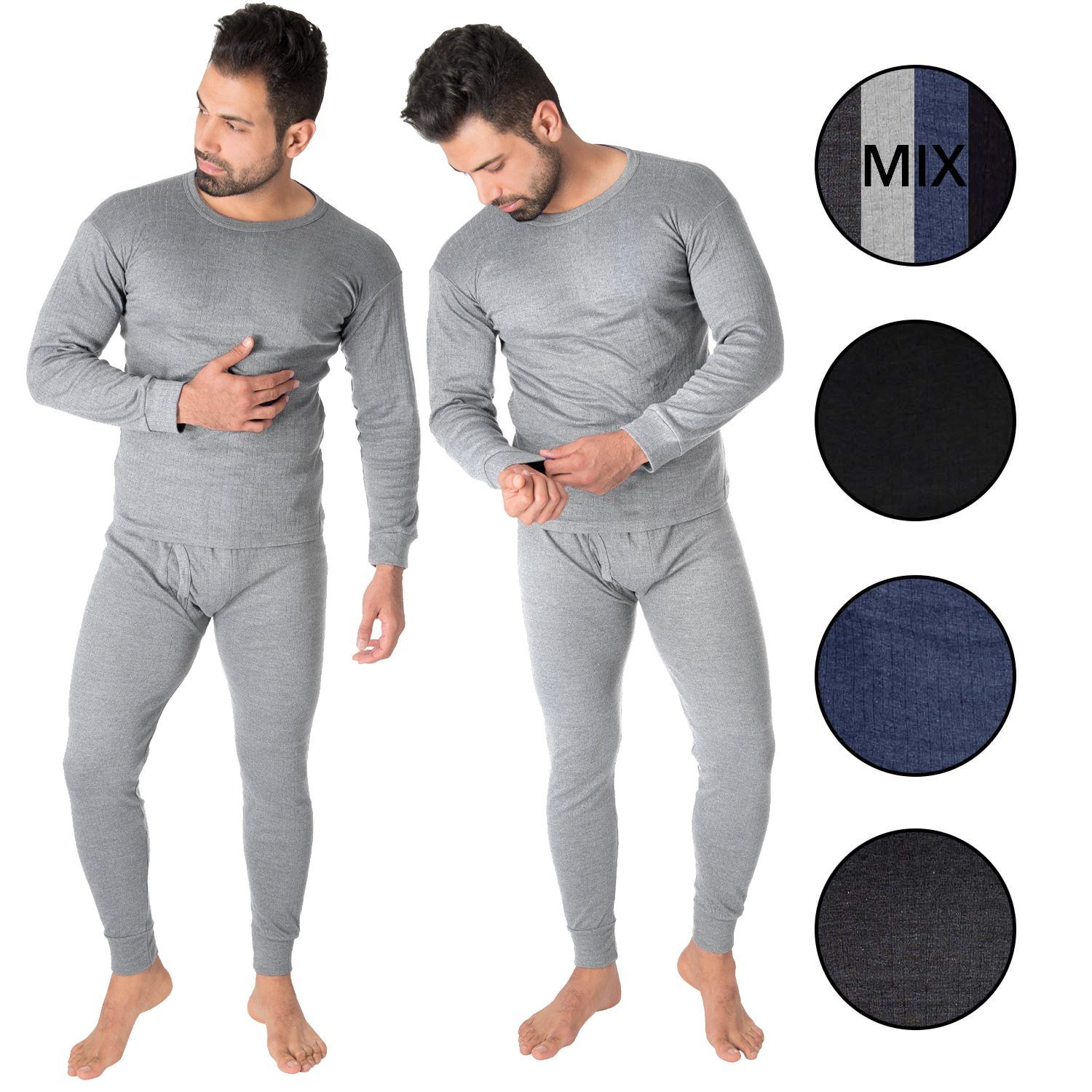 Black Snake Thermounterhemd cushy (Set, 2-St) Thermounterwäsche Set 2x Unterhemd + Unterhose Grau