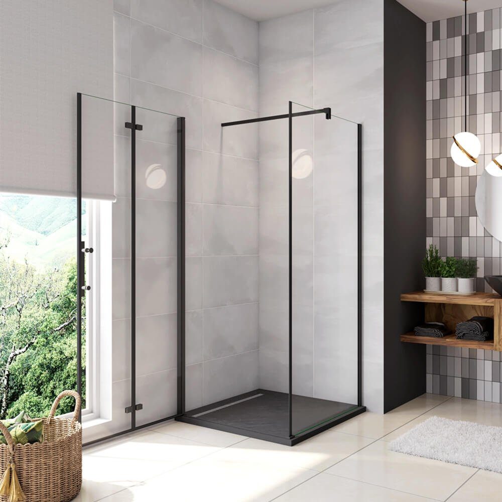 duschspa Eckdusche 185cm ESG Duschkabine Duschtür Falttür Scharniertür + Se günstig online kaufen