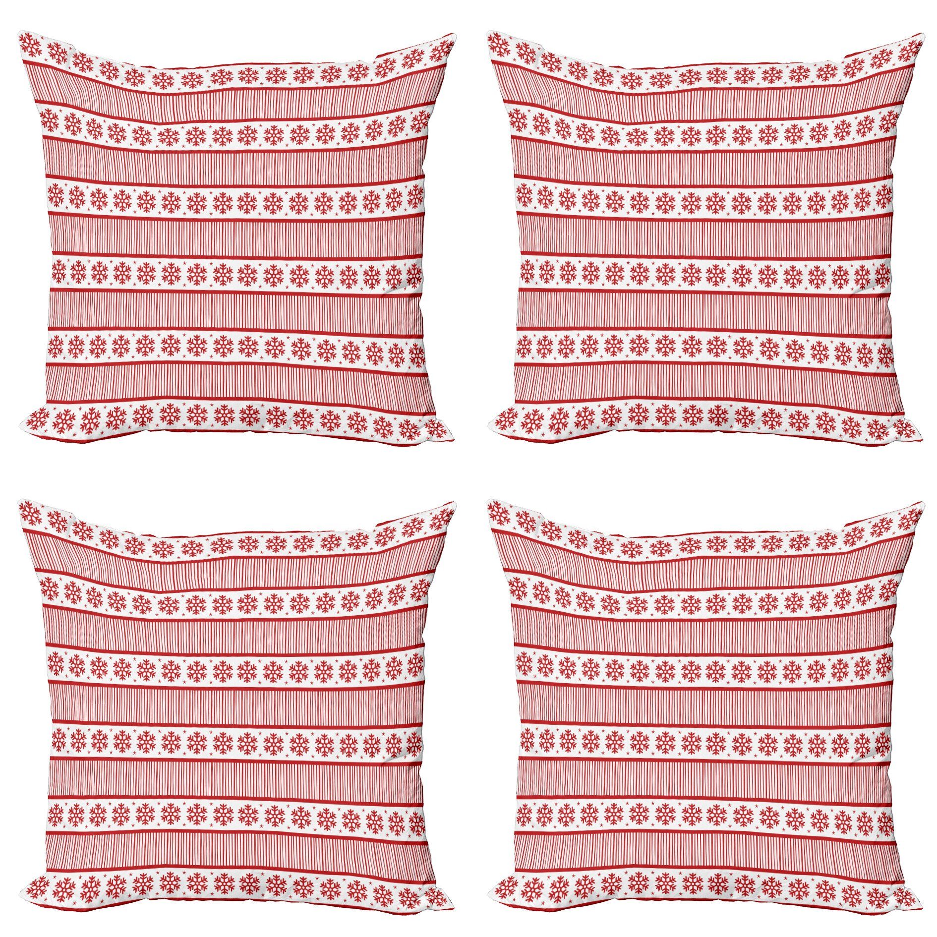 Kissenbezüge Modern Accent Doppelseitiger Digitaldruck, Abakuhaus (4 Stück), Urlaub Winter-Schneeflocke Stripes
