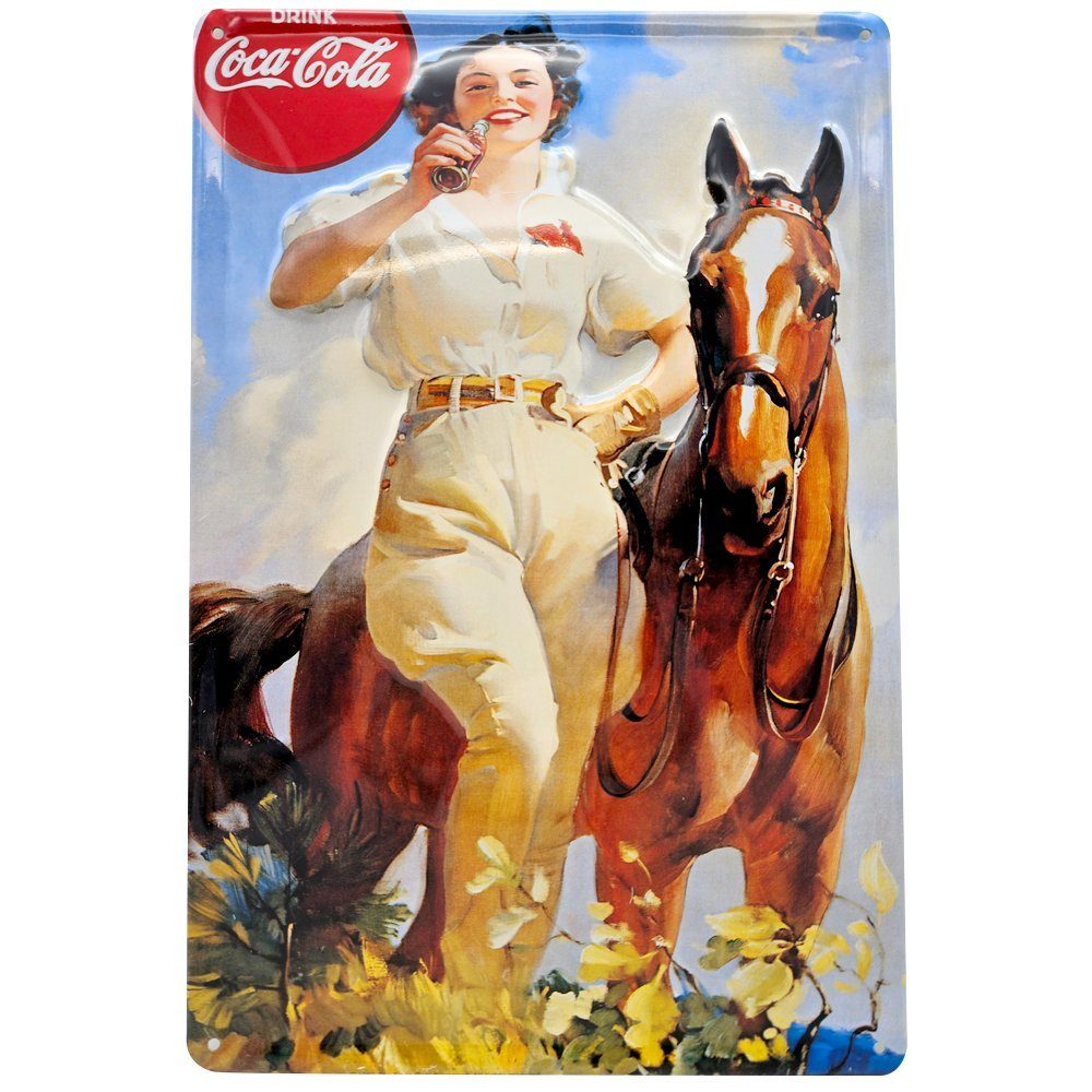 what the shop Wanddekoobjekt Coca Cola Blechschild Werbeschild Pferde 30x20cm (1 St)