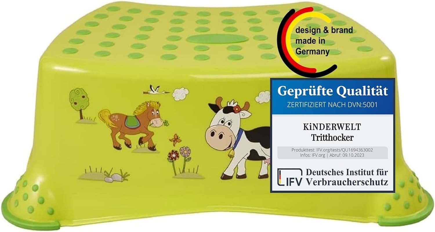 Tritthocker Premium Tritthocker Funny grün stabiler Hocker für Kinder