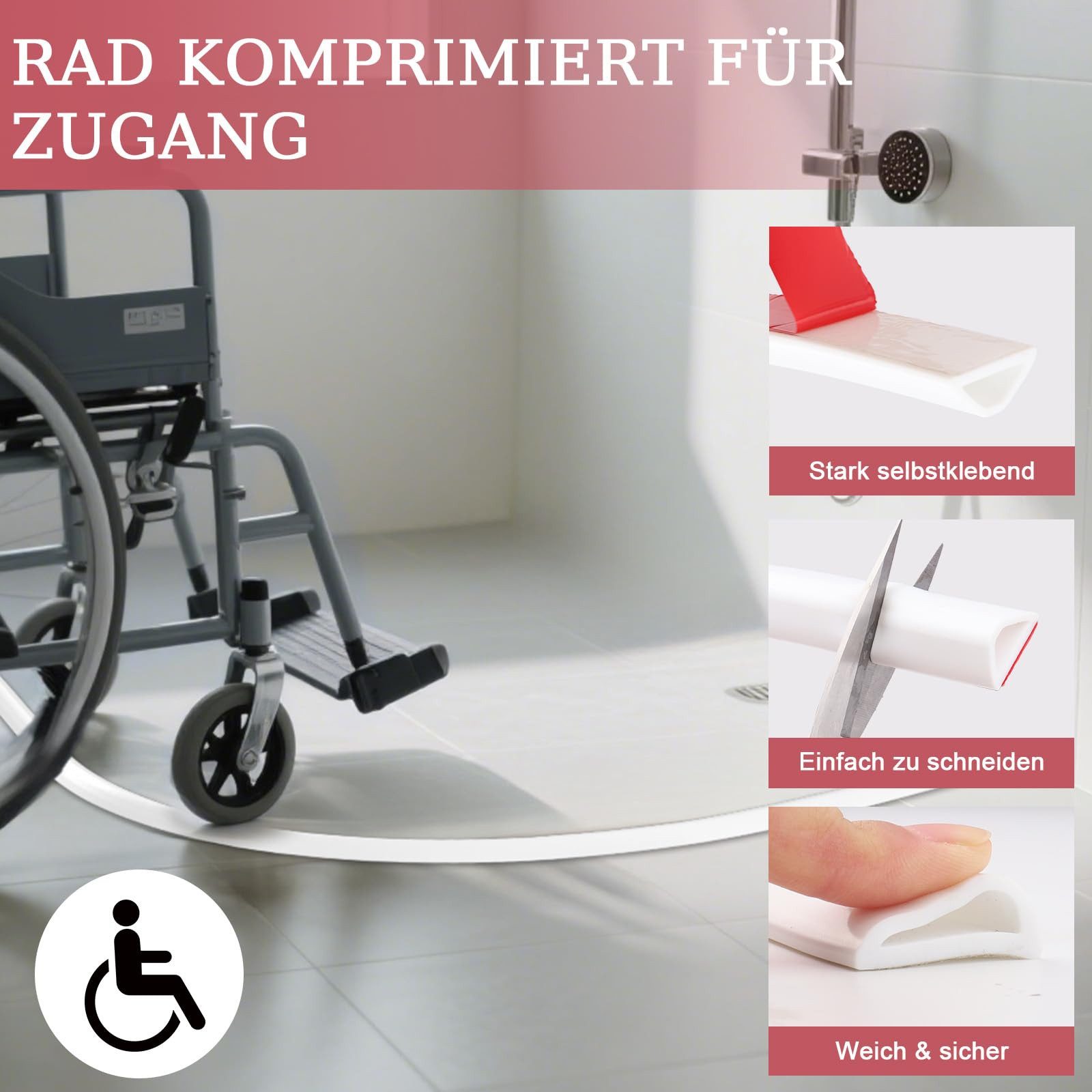 Diwzbyn Duschdichtung 100 cm Duschdichtungsprofil, Silikon-Wassersperre, Küchenarbeitsplatten-Duschdichtung, selbstklebende Spritzschutzleiste – Bild 5 von 5