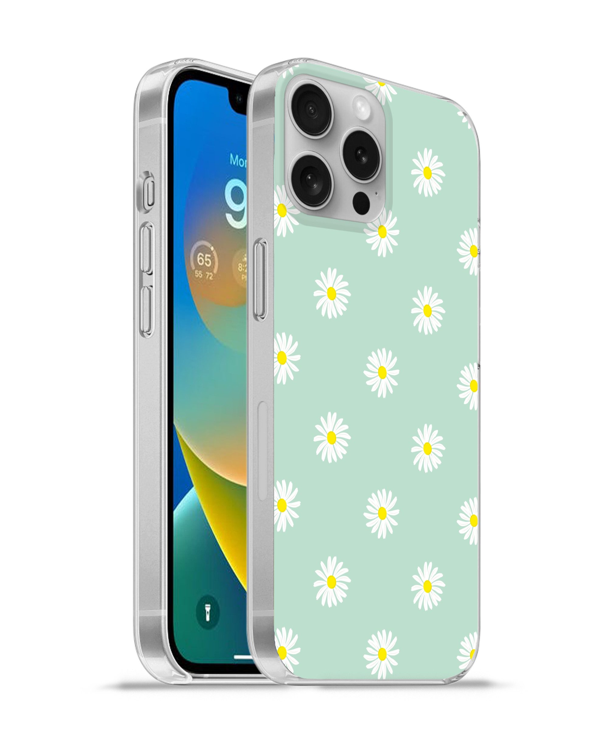 MuchoWow Handyhülle für Apple iPhone 16 Pro Max Gänseblümchen - Pastell - Weiß - Grün - Fl, Smartphone-Bumper, Print, Handy Schutzhülle Dünn