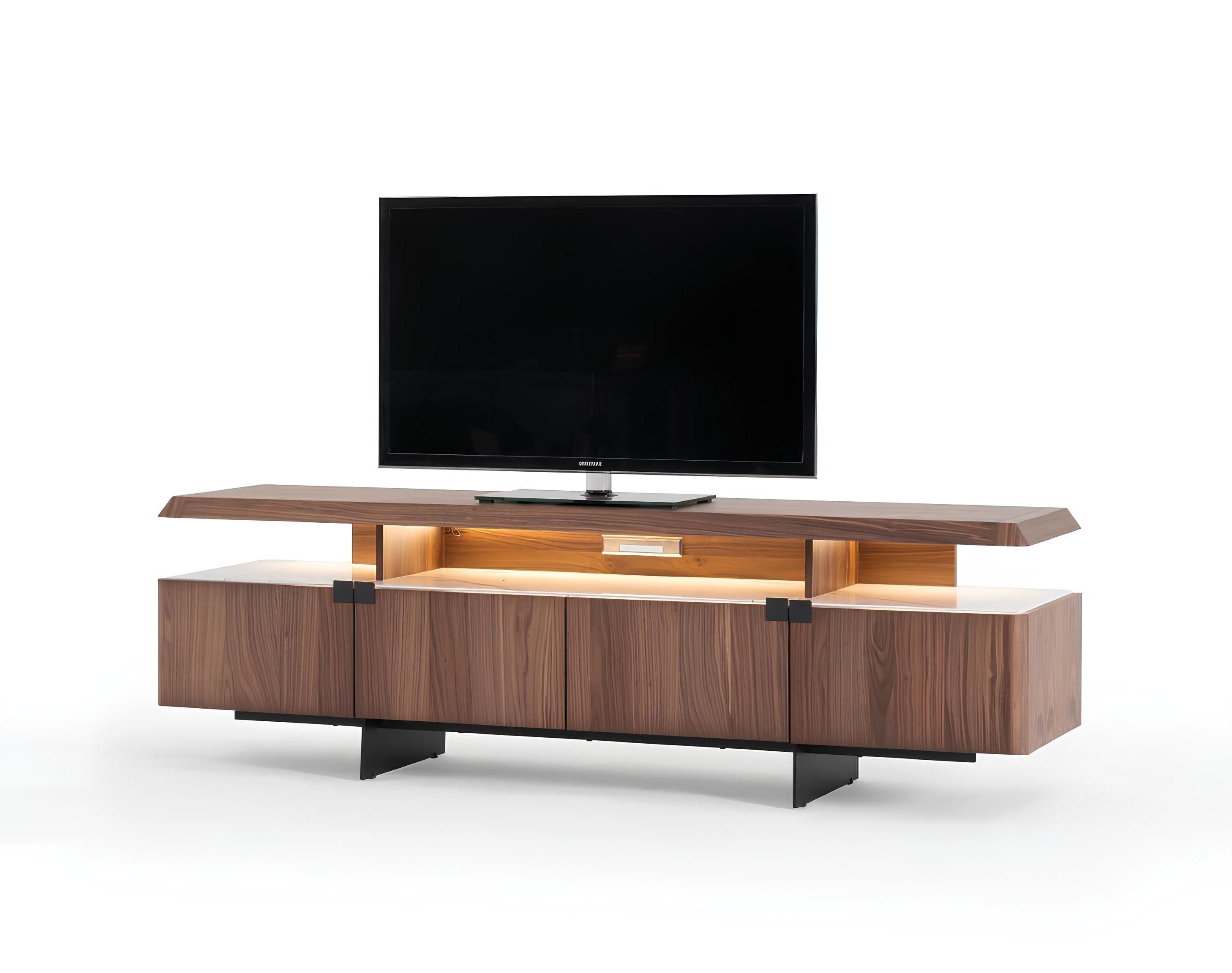 Xlmoebel Lowboard Luxus-TV-Möbel in Hochglanz Weiß mit Stauraum und Regal (Lowboard, 1 St., Lowboard), Hergestellt in Europa