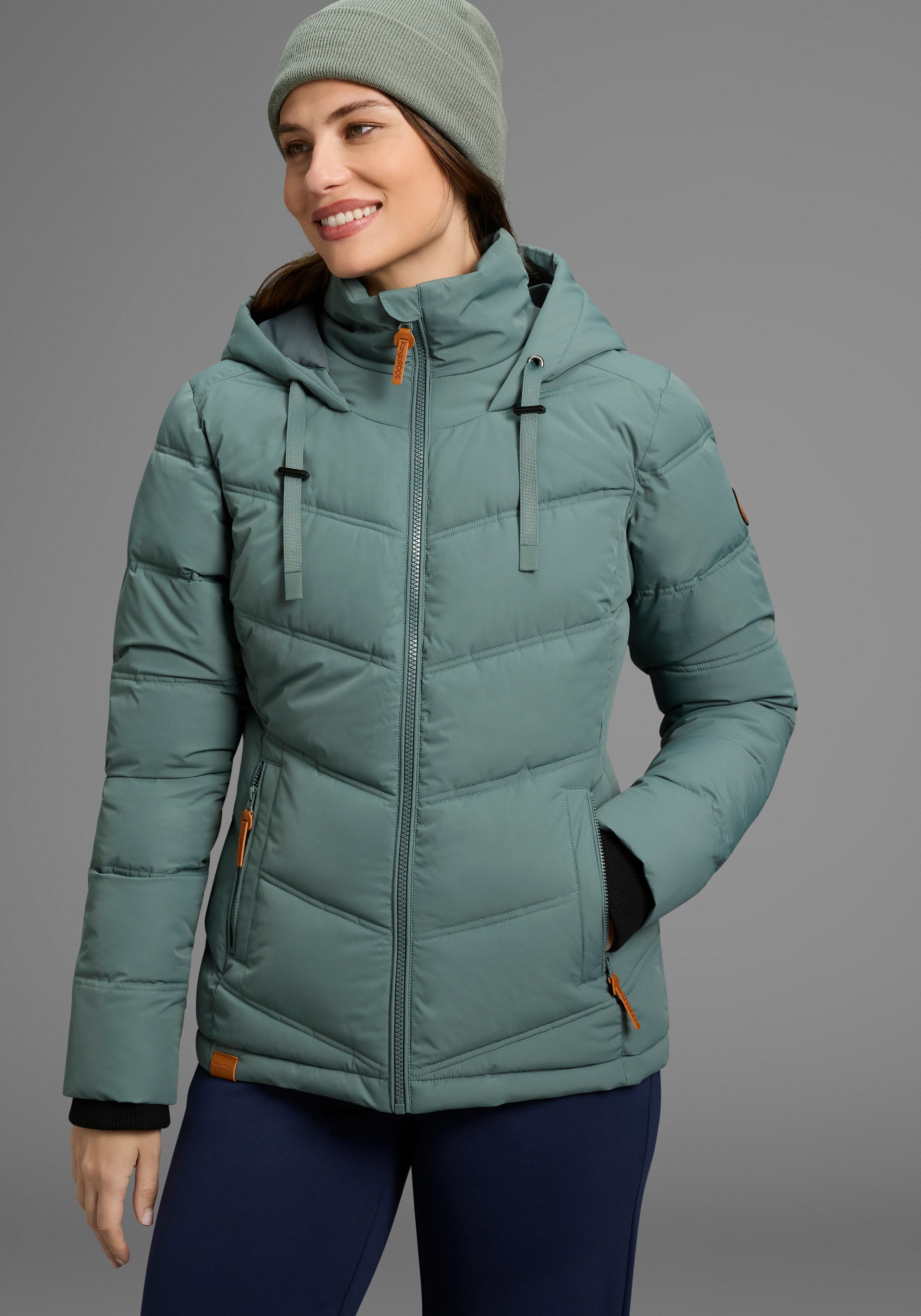 KangaROOS Winterjacke mit Kapuze und Kordelzug, Reißverschlusstaschen und I günstig online kaufen