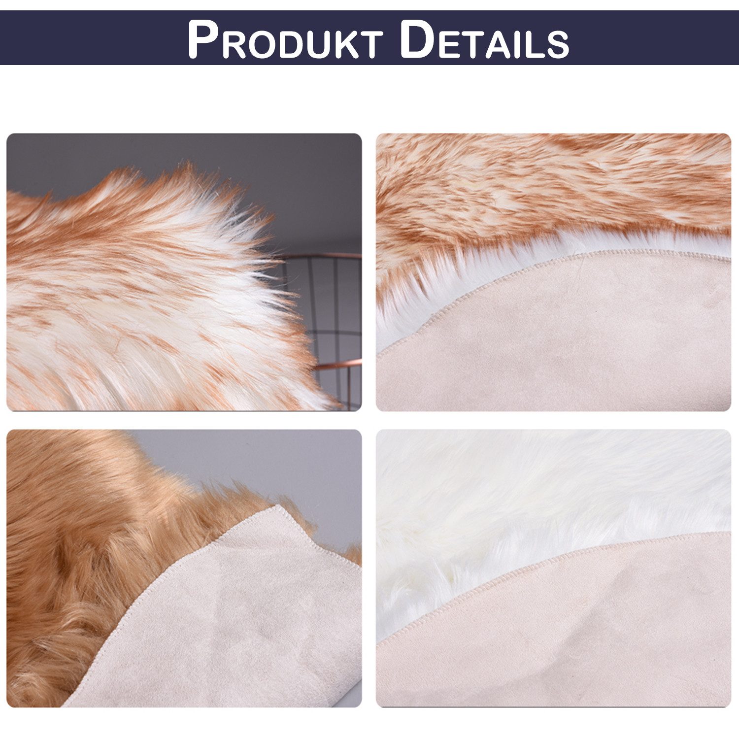 Jibenhome Teppich Hochflor-Teppich Kunstfell,Weich Fellteppich,Shaggy Teppiche,Waschbar, 60 X 180cm für Stühle,Sofas,Kissen,Wohnzimmer,Wohndeko