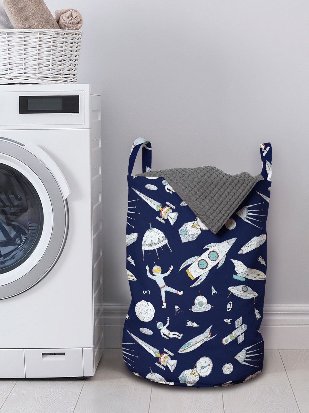 Abakuhaus Adventure Wäschekorb für Kinder Griffen Waschsalons, Wäschesäckchen Cosmic Kordelzugverschluss mit Platz
