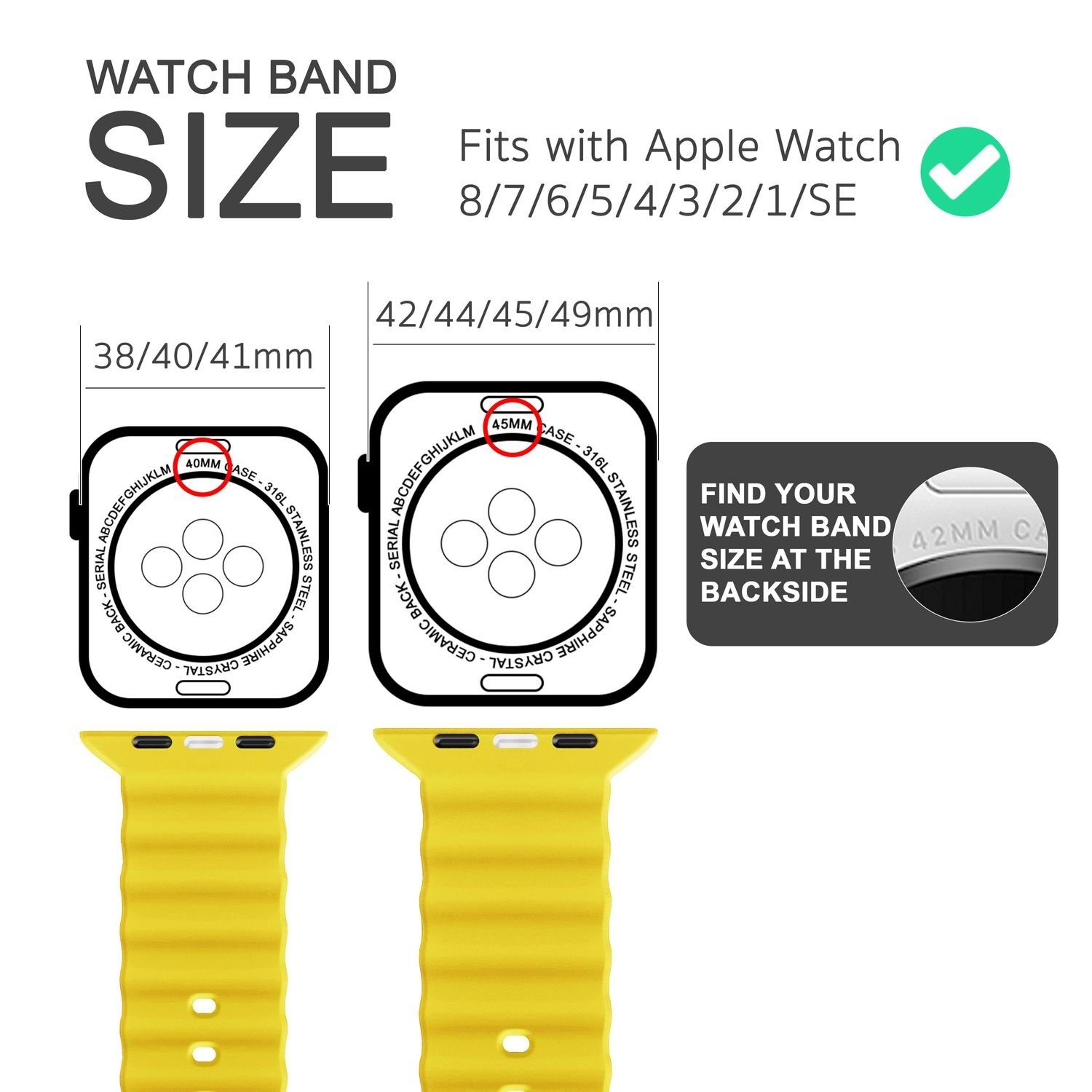 Nalia Smartwatch-Armband Apple Watch 38/40/41/42mm, Ocean Style Sportarmband / Silikon Ersatzband / Metall-Ring Verschluss – Bild 2 von 5