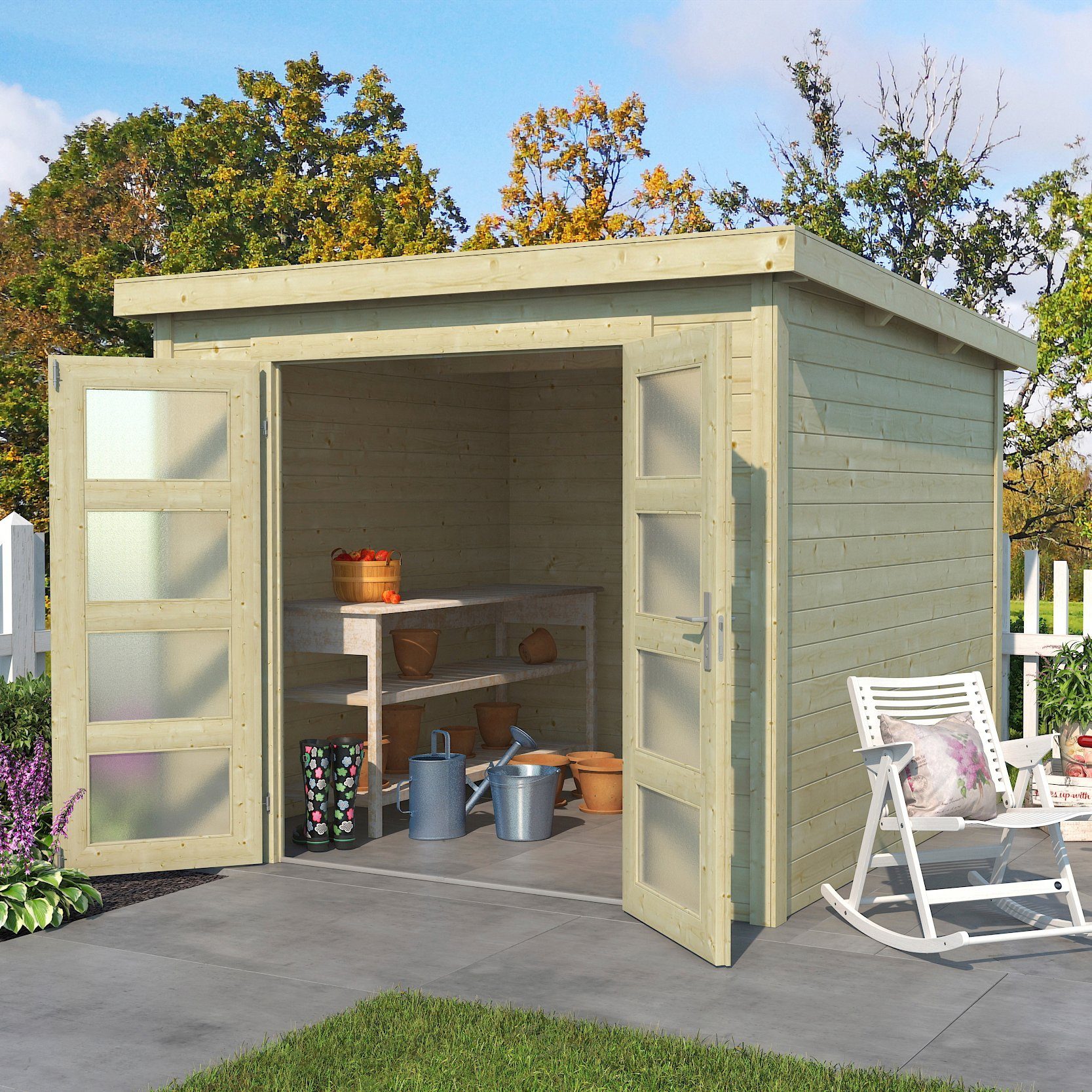 LASITA MAJA Gartenhaus Zambezi 5, BxT: 270x325 cm, Blockbohlenhaus 28mm