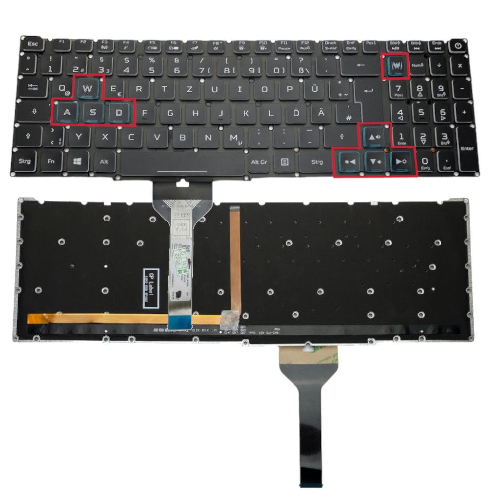 Trade-Shop Ersatz passend für Acer Predator Helios 300 PH315-52 PH315-53 PH317-53 Tastatur (Tasten: Deutsch, QWERTZ / mit Hintergrundbeleuchtung (Farbe: RGB)